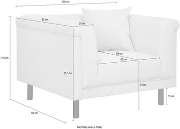 INOSIGN Sessel AGNIA B/T/H: 100/85/71 cm, incl. Zierkissen, auch in Cord und Bouclé