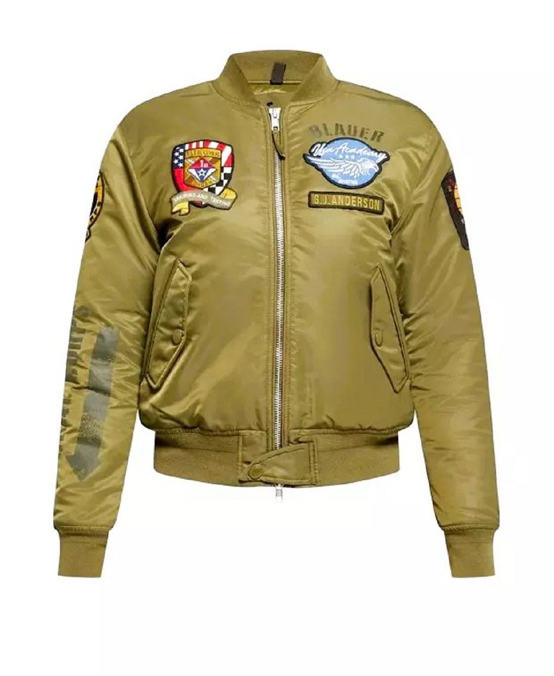 Blauer.USA Bomberjacke Blauer USA Damen Jacken, BLAUER USA Damen Bomber Military Patch Stehkragen