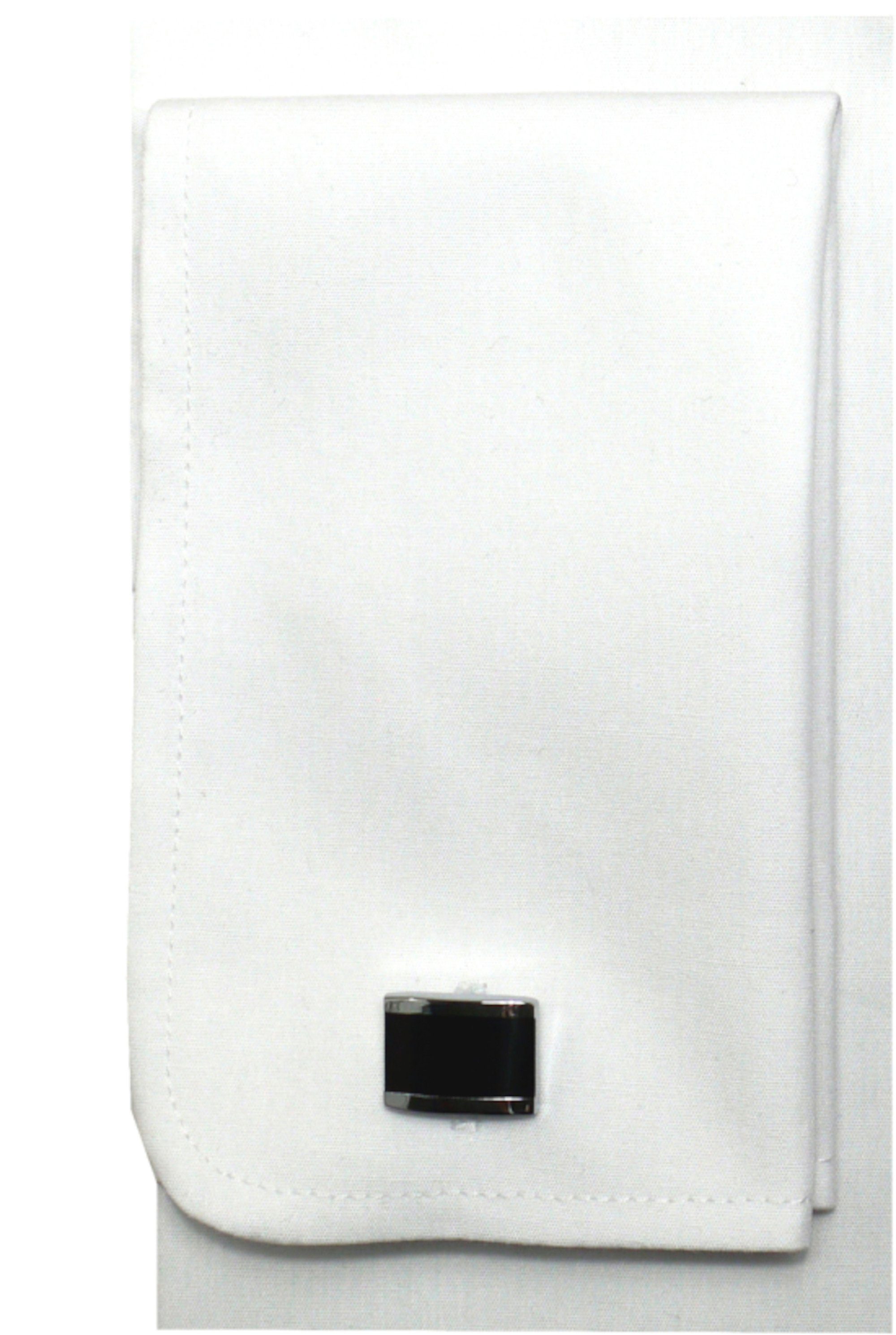 Umschlagmanschetten HU-5361 Slim Mansch.knopf Langarmhemd weiß Huber schwarz Hemden Fit Krawatte