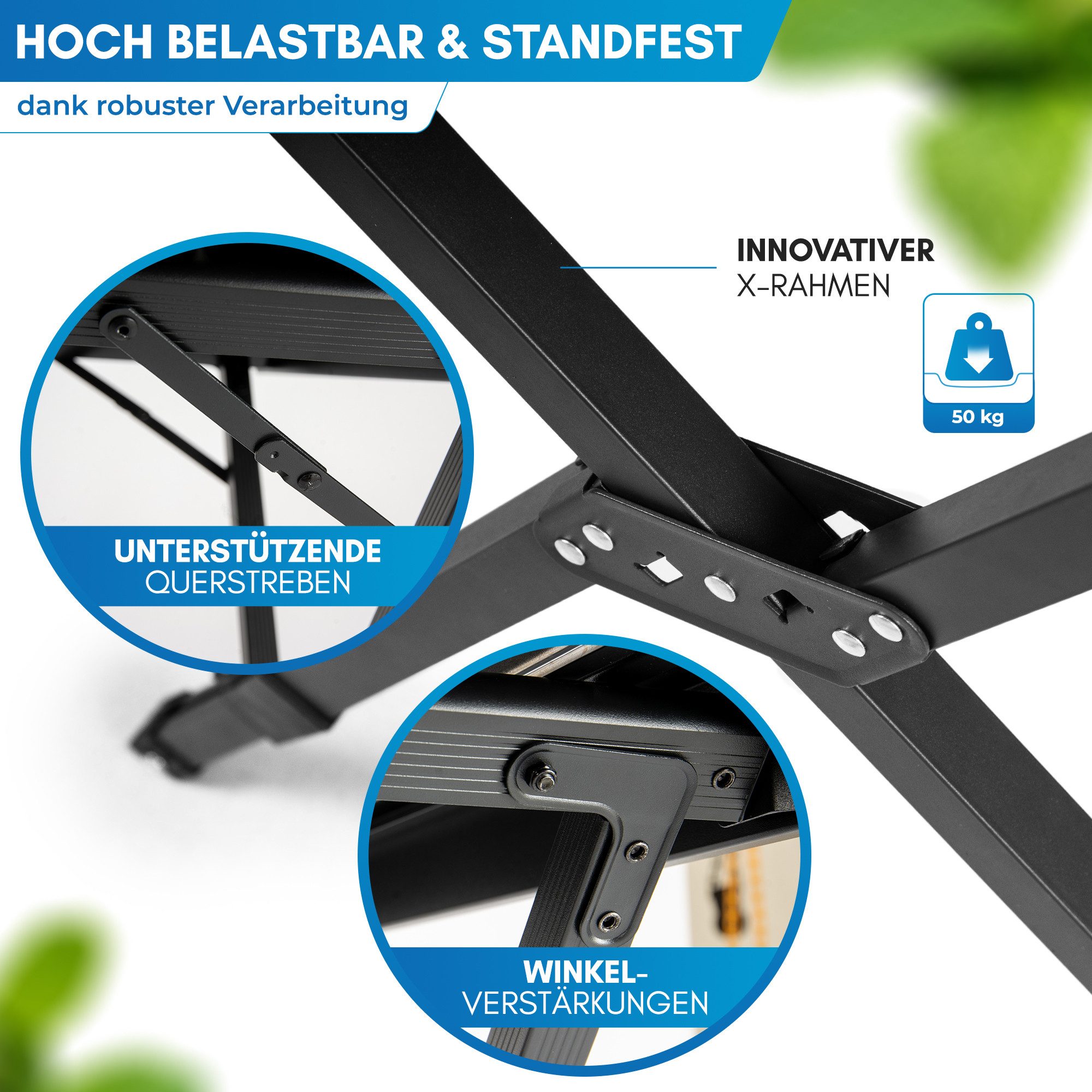 Nordmut Campingtisch Outdoor Tisch klappbar 110x70 cm höhenverstellbar Aluminium (kratzfeste Tischplatte für Camping Garten Balkon & Festival), wetterfester Kla – Bild 4 von 5