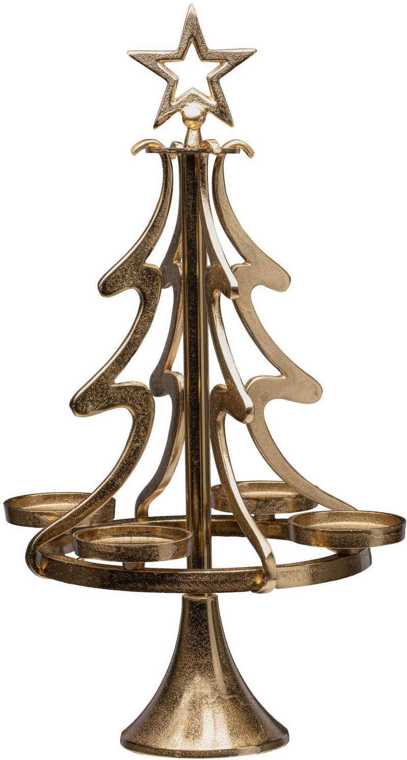 my home Adventsleuchter »Tannenbaum, Weihnachtsdeko« (1 St), Kerzenständer aus Aluminium, Höhe 28 cm