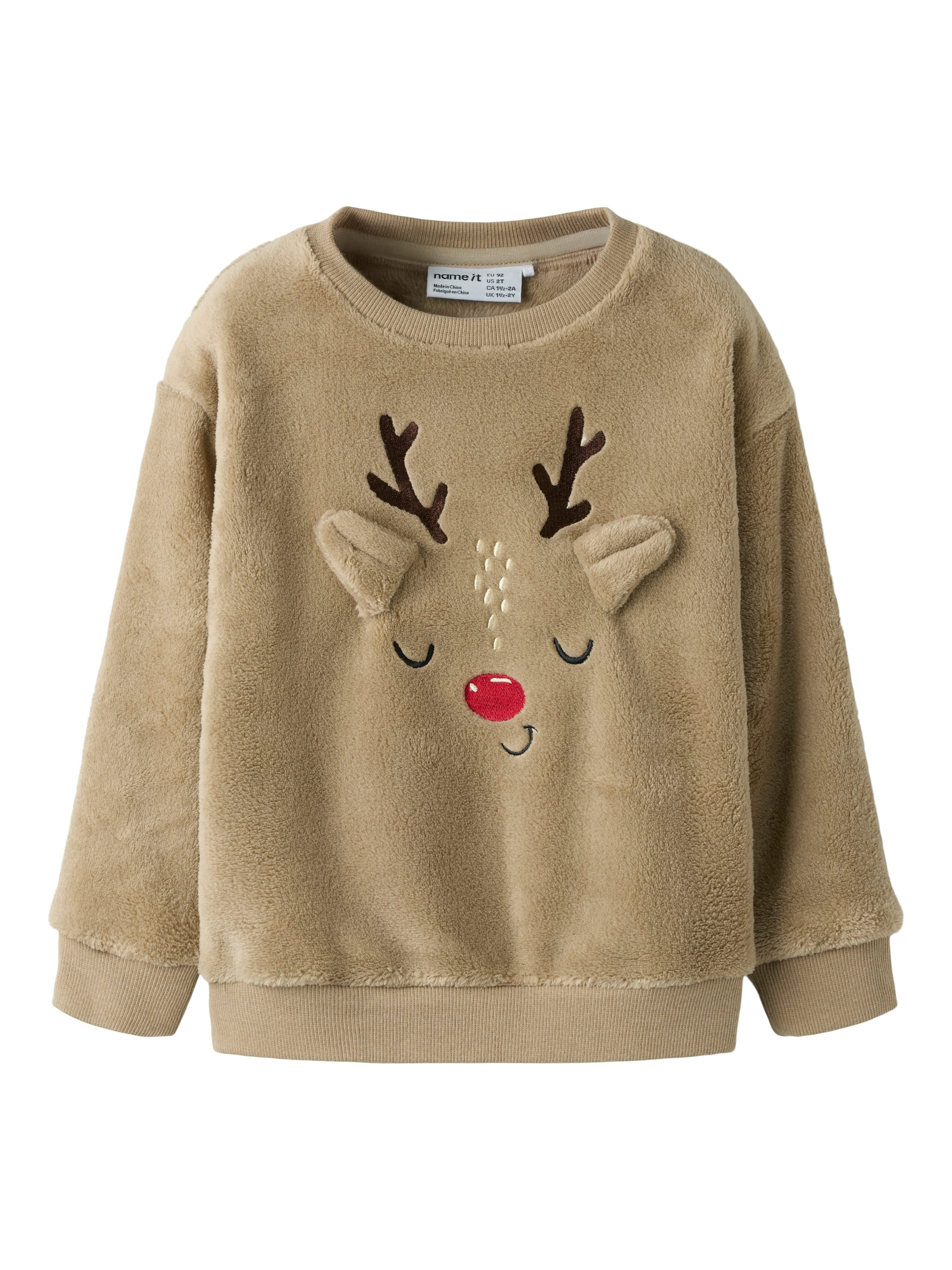 Name It Weihnachtssweatshirt NMNREINDEERS RLX TEDDY Weihnachten, Kunstfaser, Fleece, locker geschnitten
