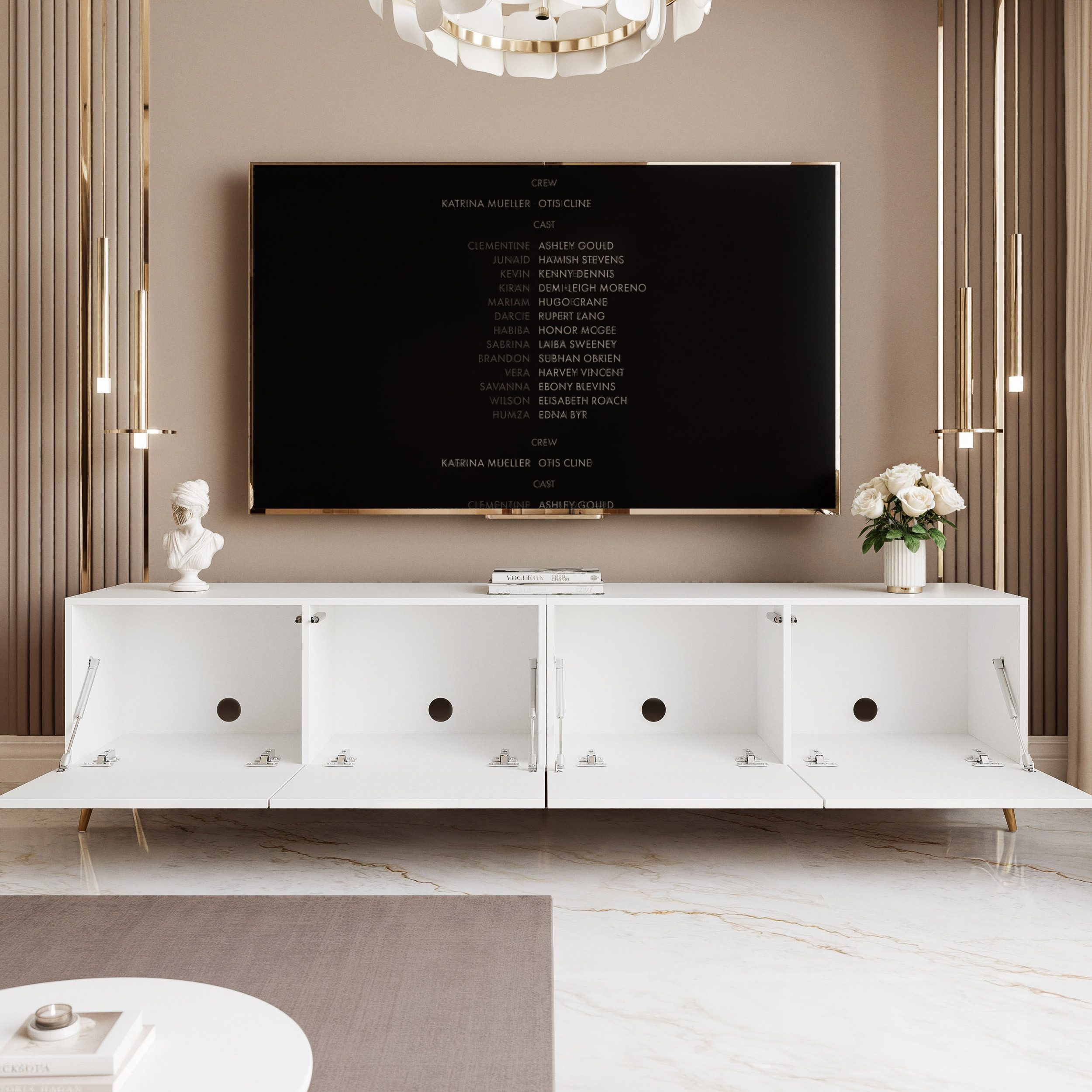 yourhouse24 Lowboard TV ANGEL 200 auf Füßen mit LED-Beleuchtung – Griffloses Design – Bild 4 von 5