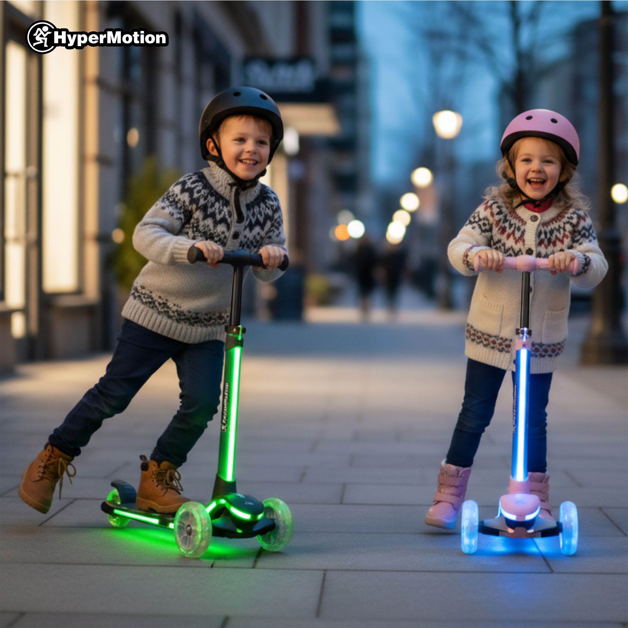 HyperMotion Dreiradscooter Kinder LED-RGB Scooter BECKY – 3-Rad Balance Scooter, höhenverstellbar, 0 km/h – Bild 5 von 5