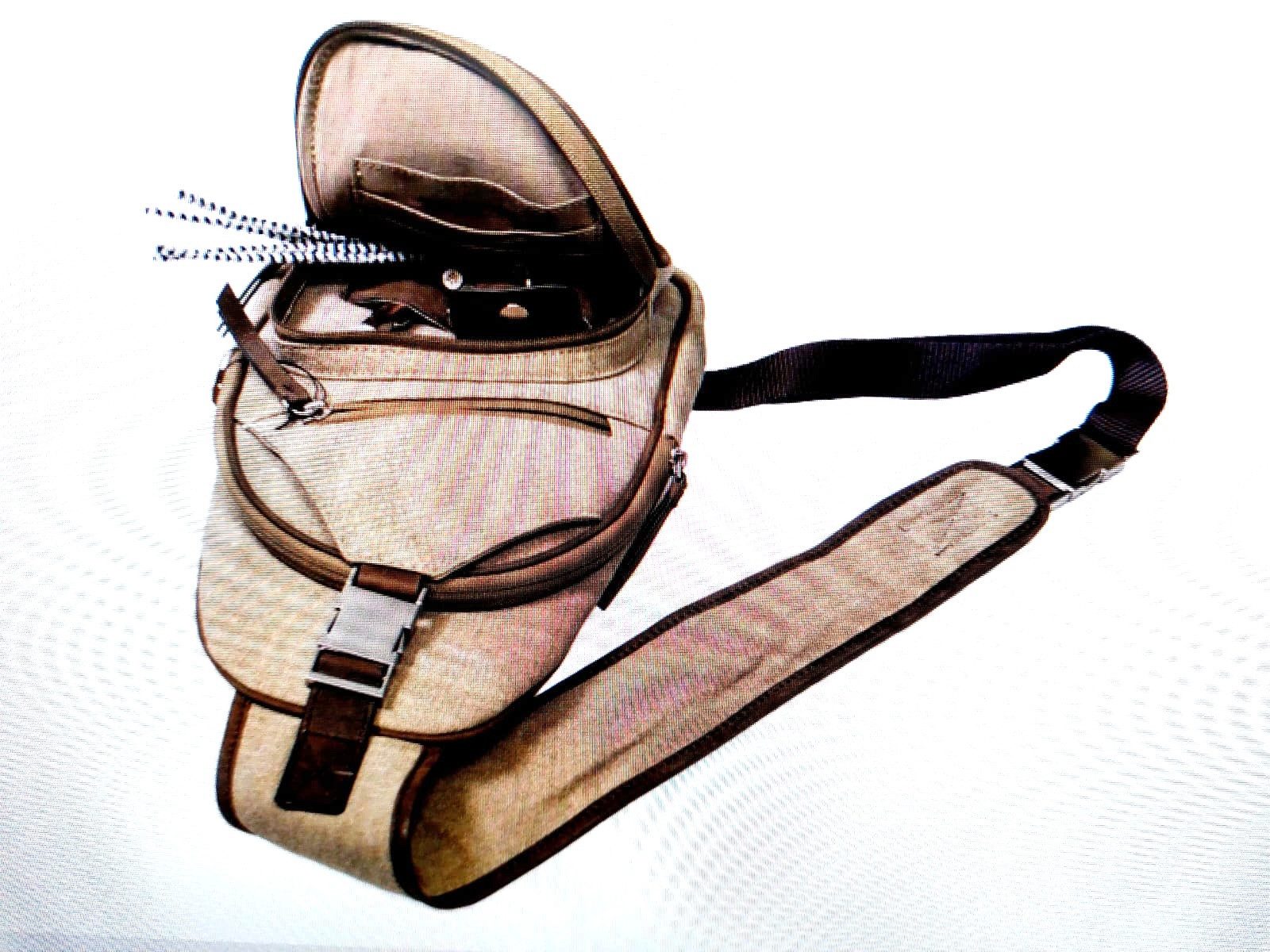 Passatore Umhängetasche für Herren Body Bag Canvas Tasche braun Multifunktionstasche, Pfeifentasche aus Canvas und Echtleder braun/sand