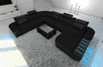 Sofa Dreams Wohnlandschaft Stoff Polster Sofa Couch Bellagio XXL U Form Stoff Sofa, mit LED, wahlweise mit Bettfunktion als Schlafsofa, Designersofa