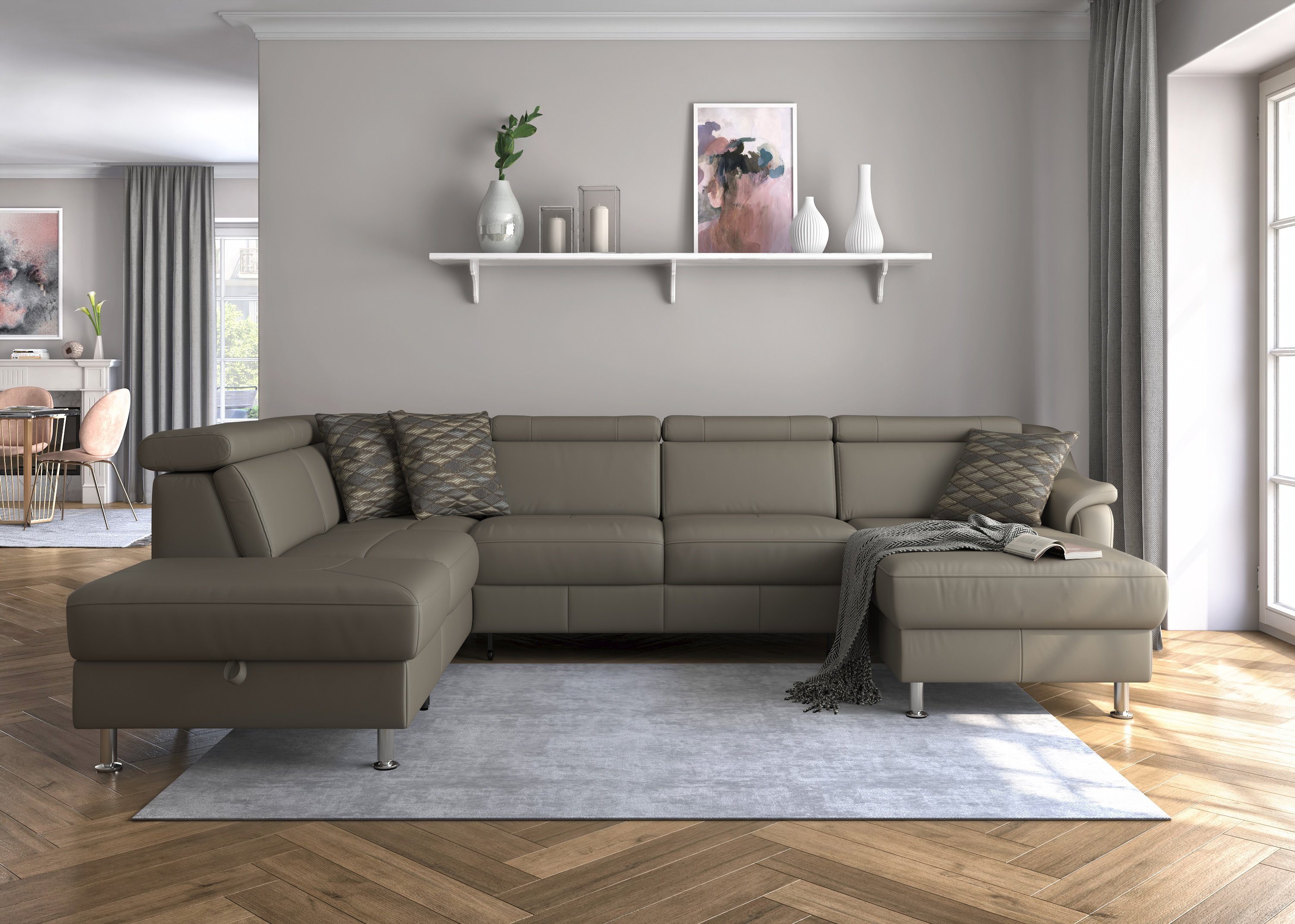 sit&more Wohnlandschaft "Freetown U-Form", Kopfteilverstellung und Federker günstig online kaufen
