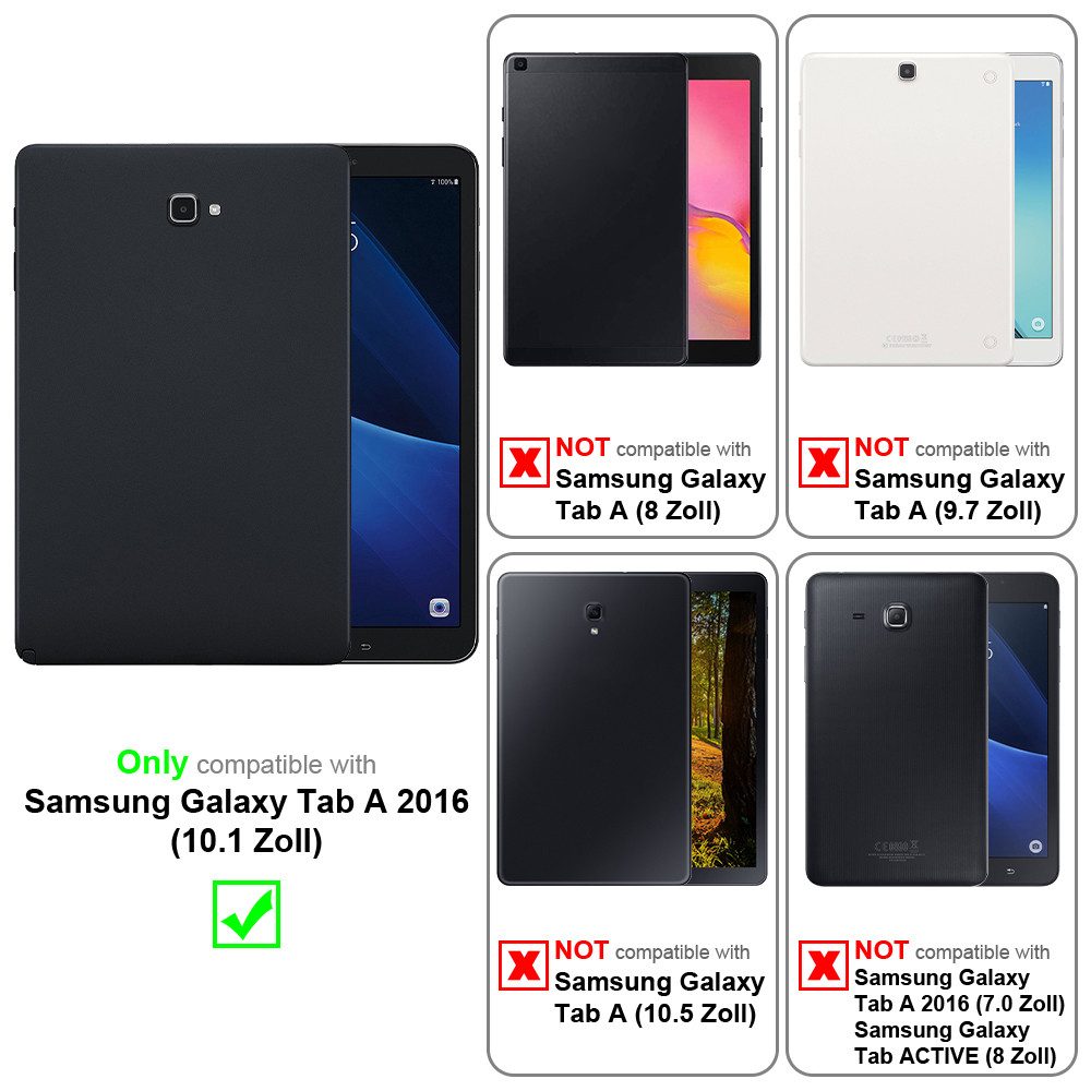 Cadorabo Tablet-Hülle für Samsung Galaxy Tab A 2016 (10.1 Zoll) Hülle Samsung Galaxy Tab A 2016 (10.1 Zoll), Klappbare Tablet Schutzhülle - Hülle - Standfunktion - 360 Grad Case