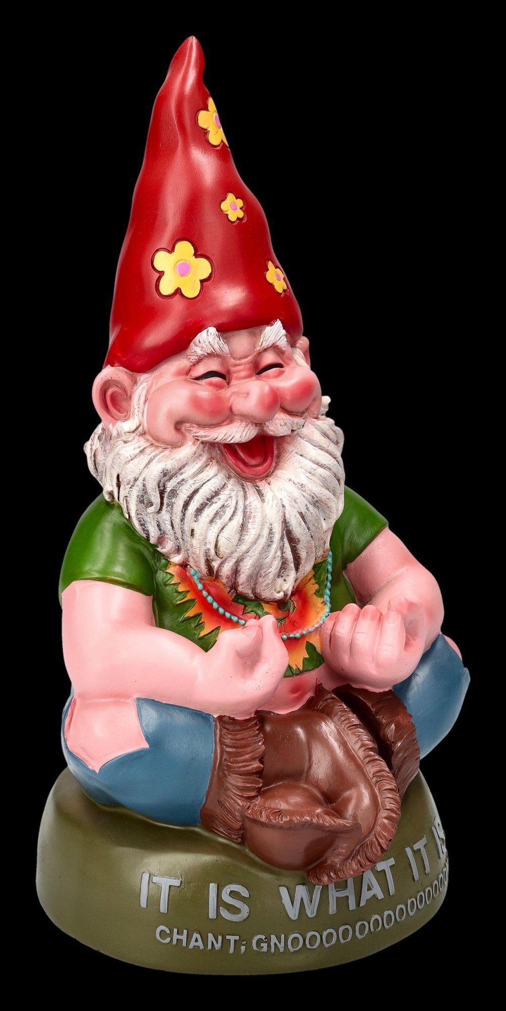 Figuren Shop GmbH Gartenzwerg Gartenzwerg Figur - Hippie beim Meditieren - Dekofigur Garten Zwerg