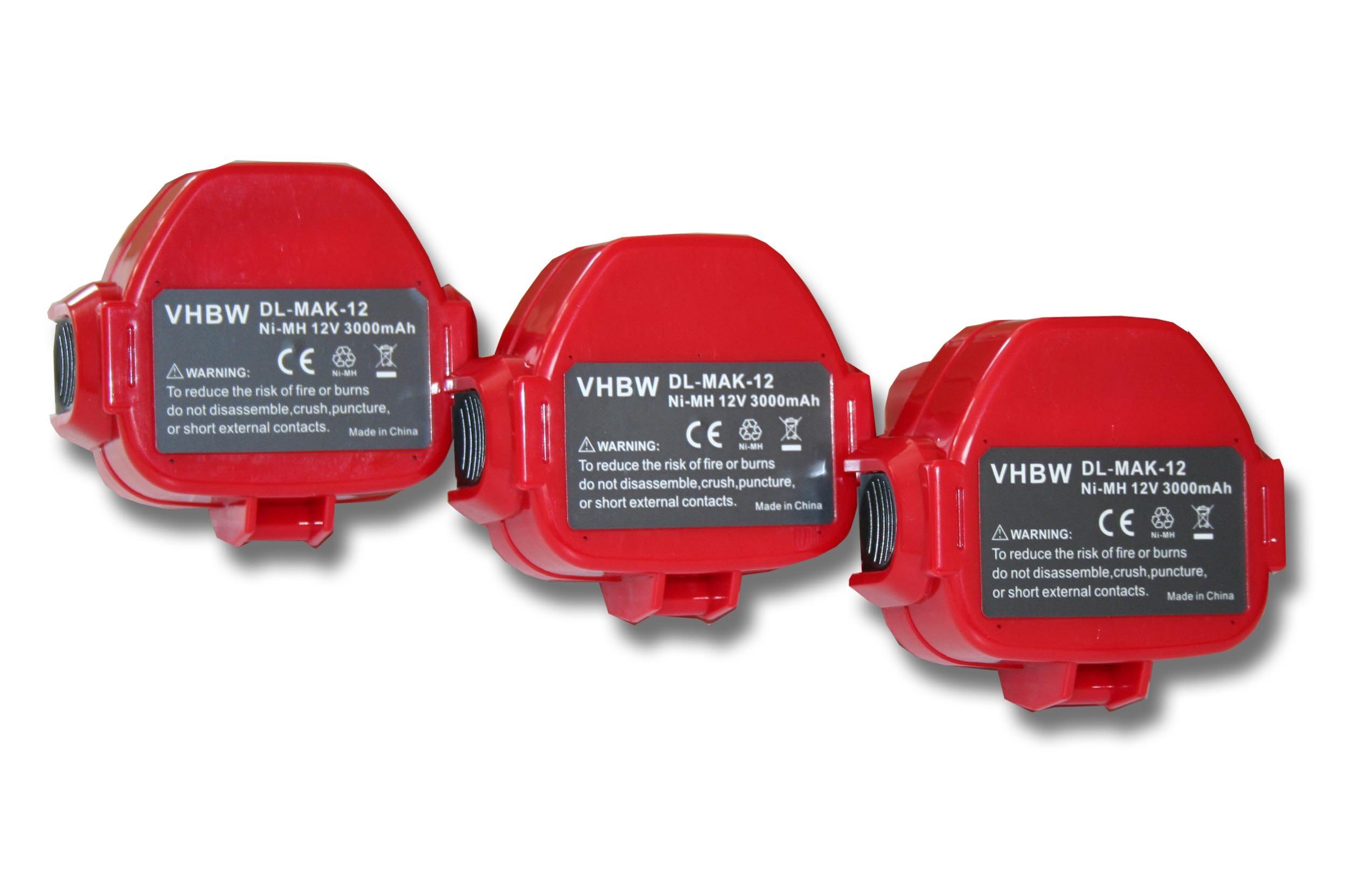 vhbw 8414DWDE3, (3000mAh, NiMH) 8414DWFE, 8414DWAE, DA312DWA, 12V, 3000 Kompatibel mAh für mit Makita DA312D, Akku Elektrowerkzeug passend DA312DW