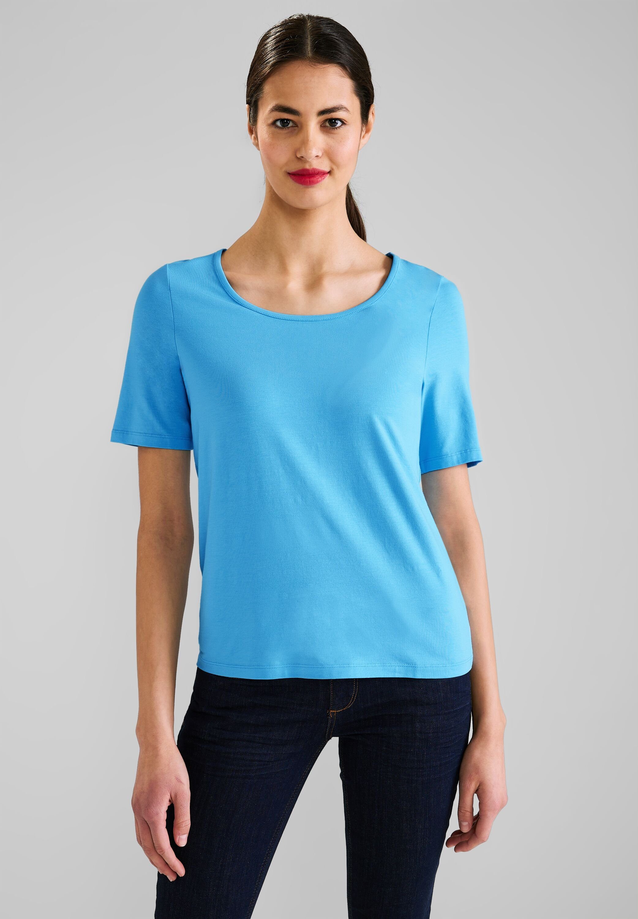 STREET ONE T-Shirt in Unifarbe splash blue