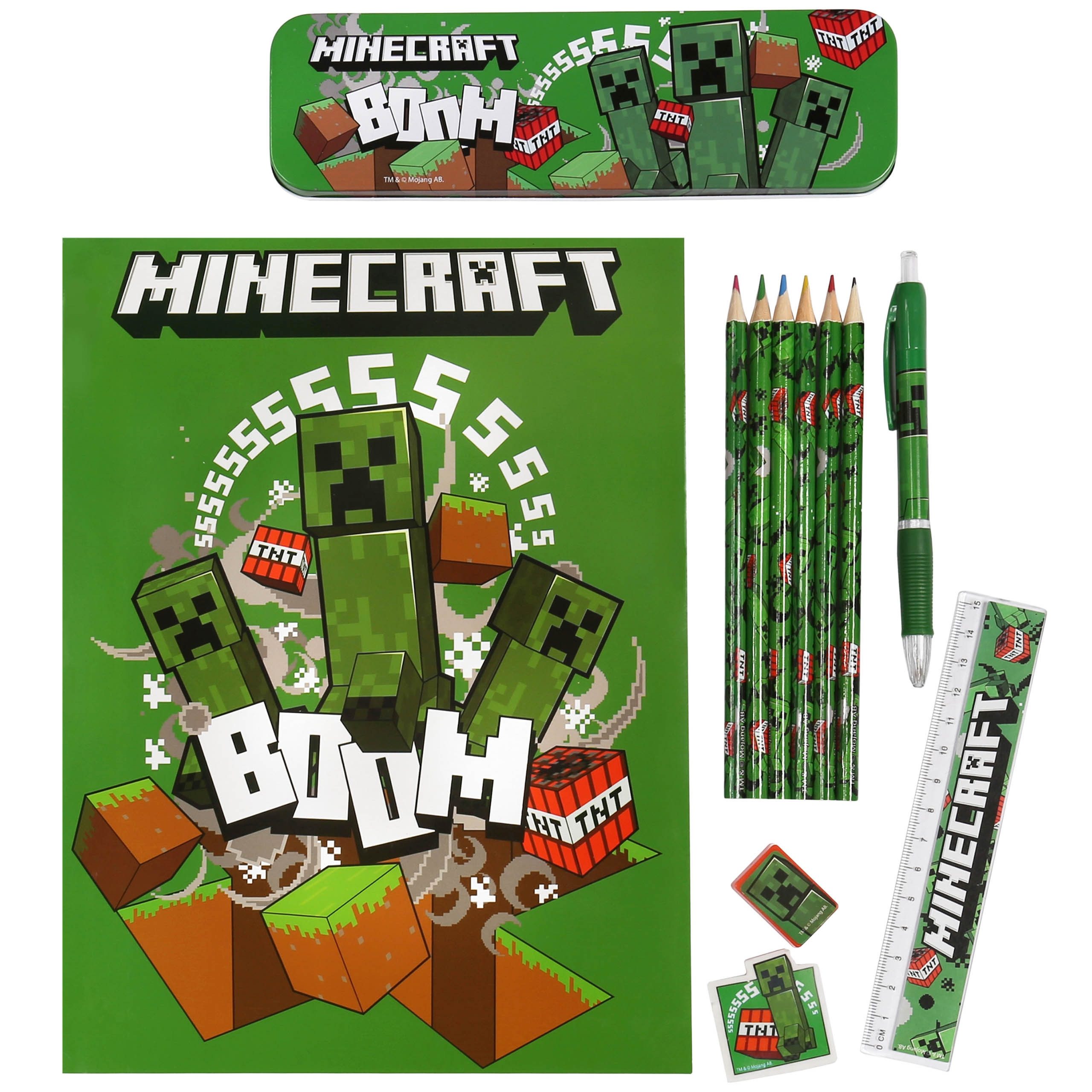 Minecraft Bleistift Minecraft Großes Schulset für Jungen, Schreibwaren-Set für die Schule
