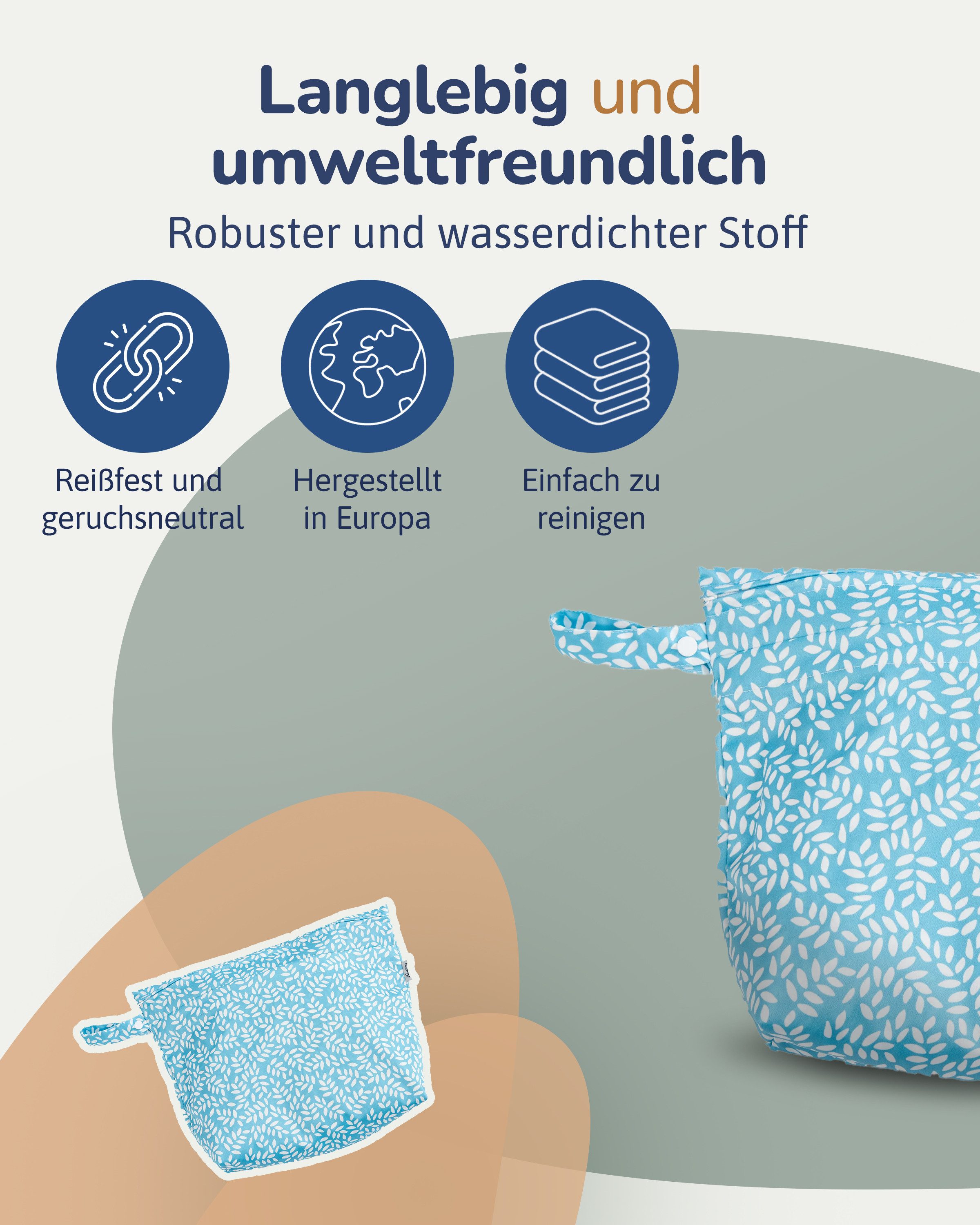 Hinzling Windeltasche Wetbag Duo – 2 in 1 Nasstasche für saubere und dreckige Stoffwindeln