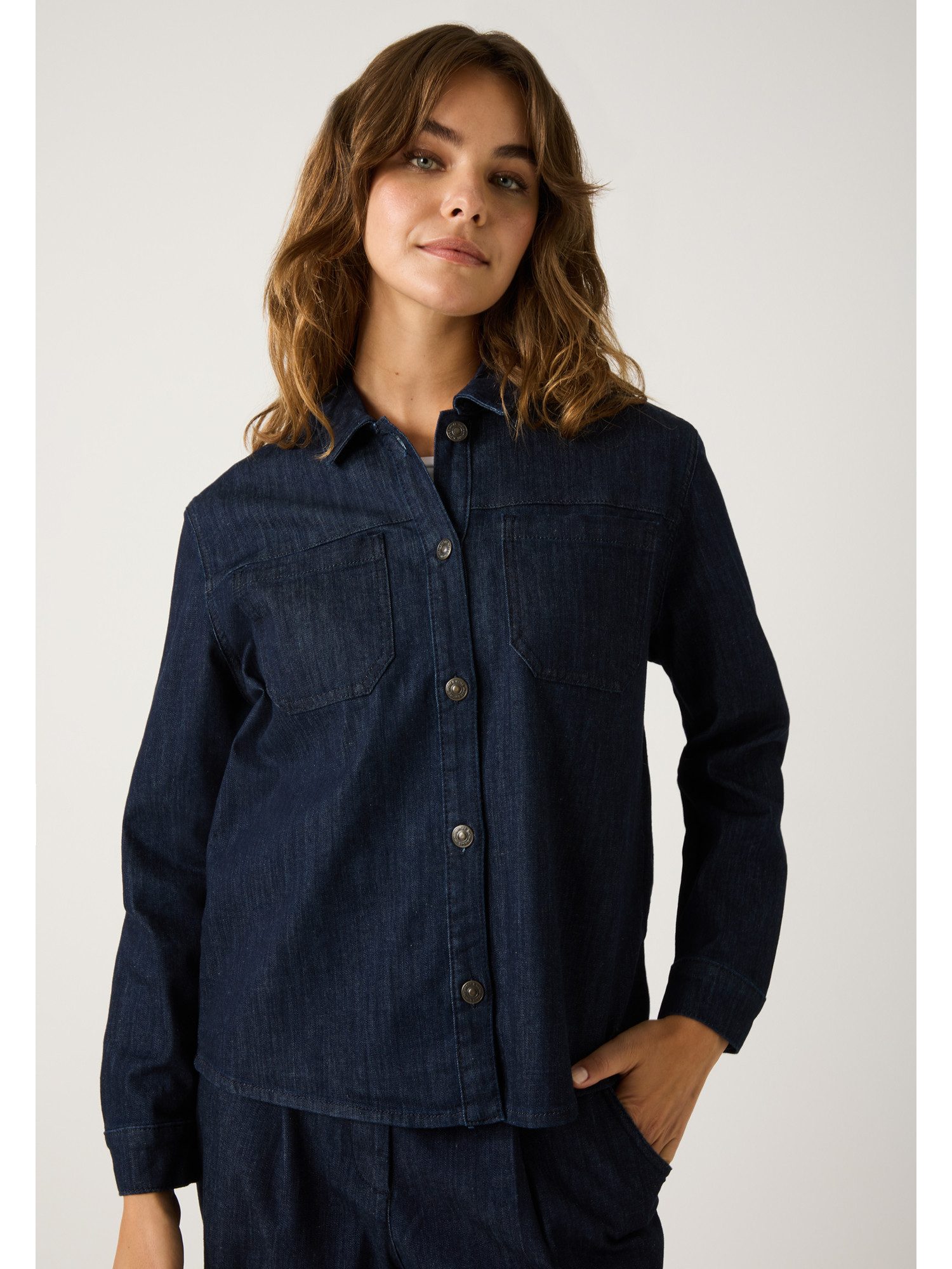 MORE&MORE Klassische Bluse Stretch-Denimhemd, langarm günstig online kaufen