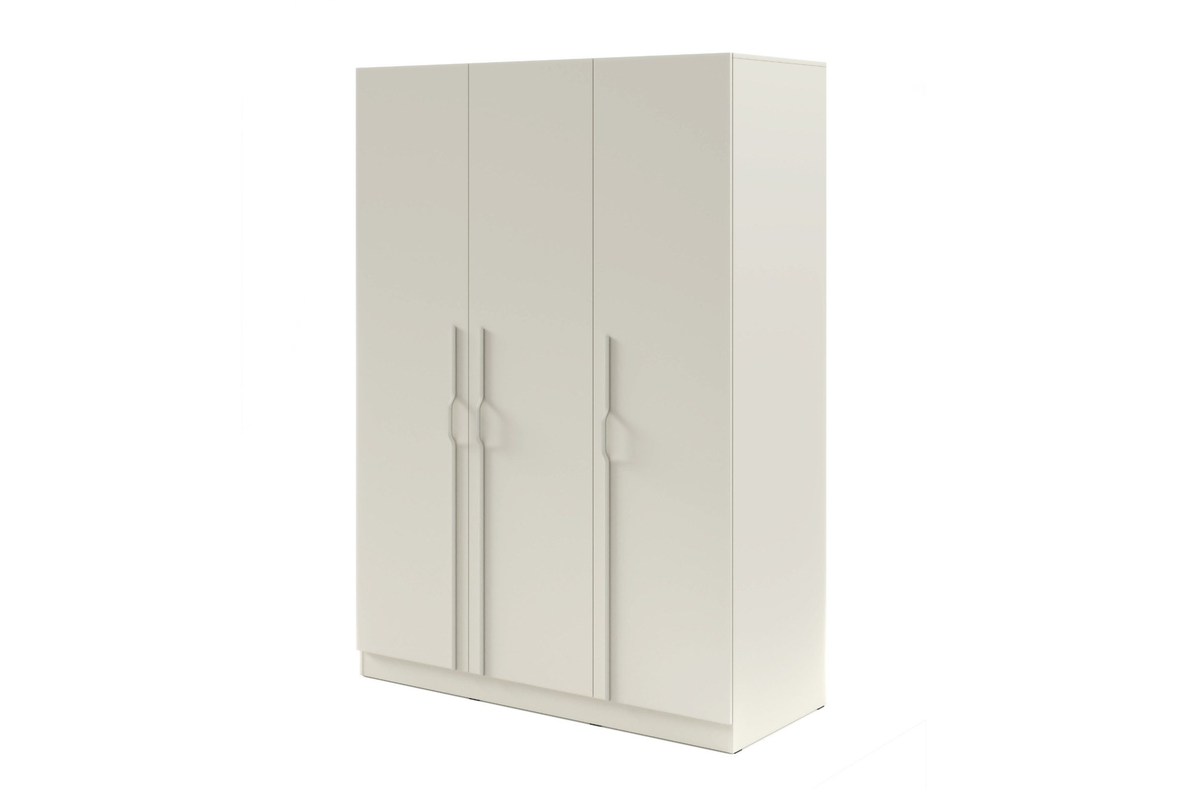 Deine Möbel 24 Kleiderschrank BRISSO BR2 3-türiger Drehtürenschrank, 150 cm breit, mit Metallgriffen (Set, 1-St., ideal für Schlafzimmer & Ankleidezimmer) in Platingrau matt, Kaschmir matt, Eiche Cremona