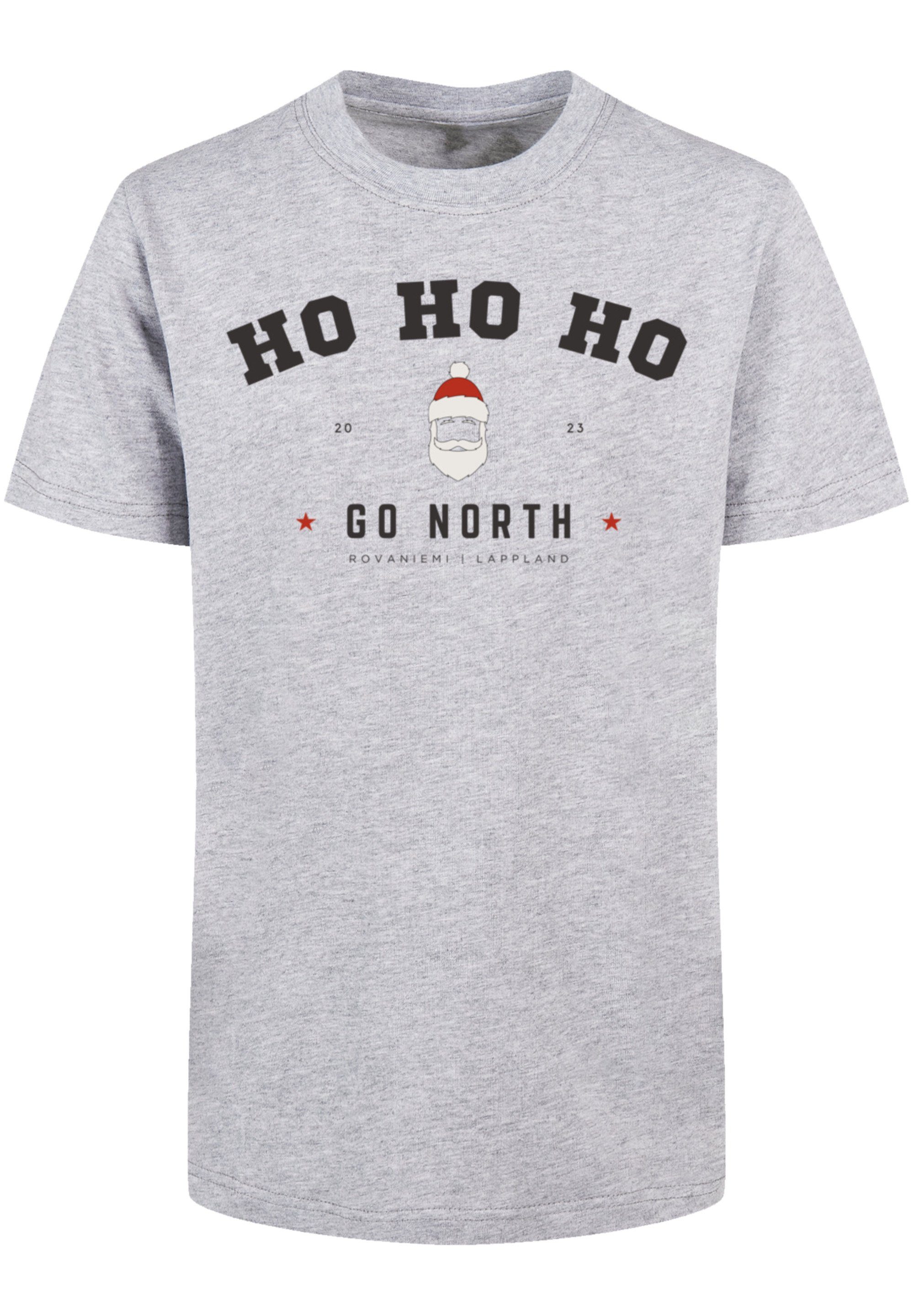 F4NT4STIC T-Shirt Ho Ho Ho Santa heathergrey Claus Weihnachten, Logo Geschenk, Weihnachten