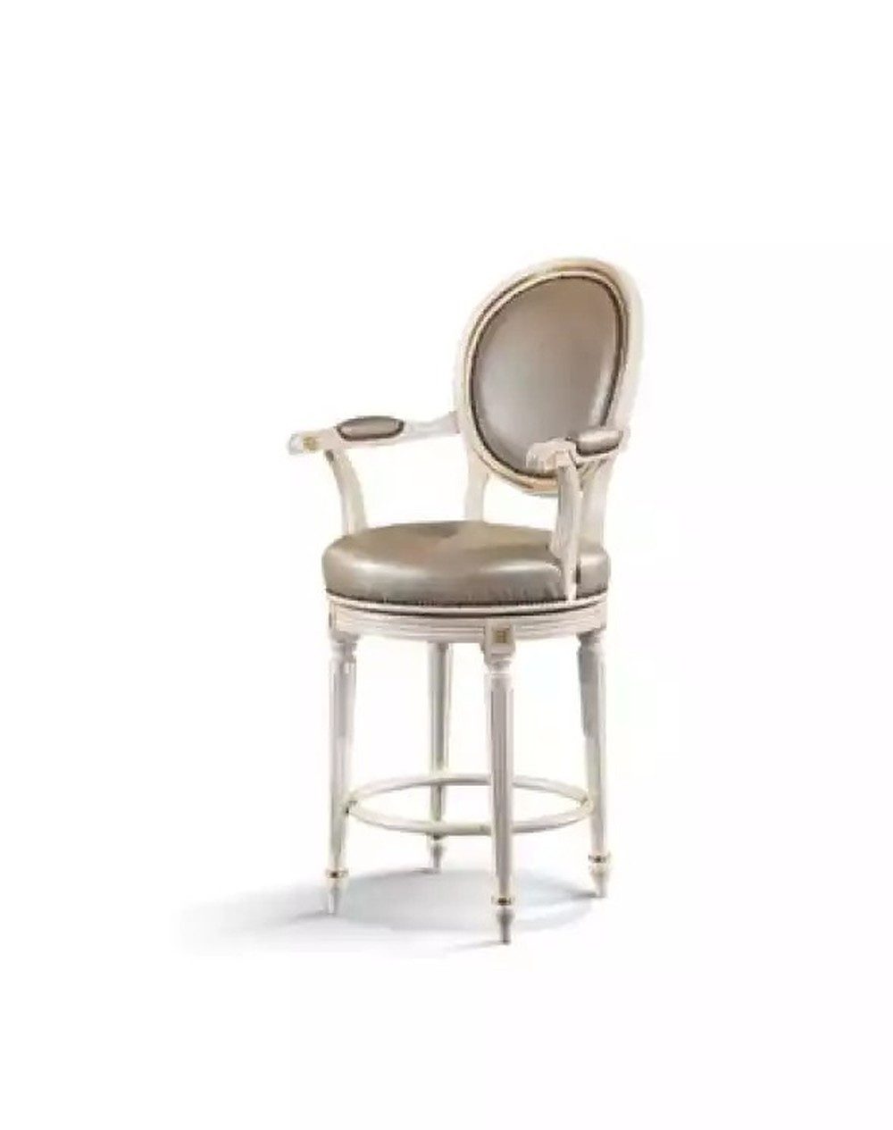 JVmoebel Barhocker Runder Barhocker aus massivem Holz in elegantem Silber (1 St., 1x nur Barhocker), Made in Italy