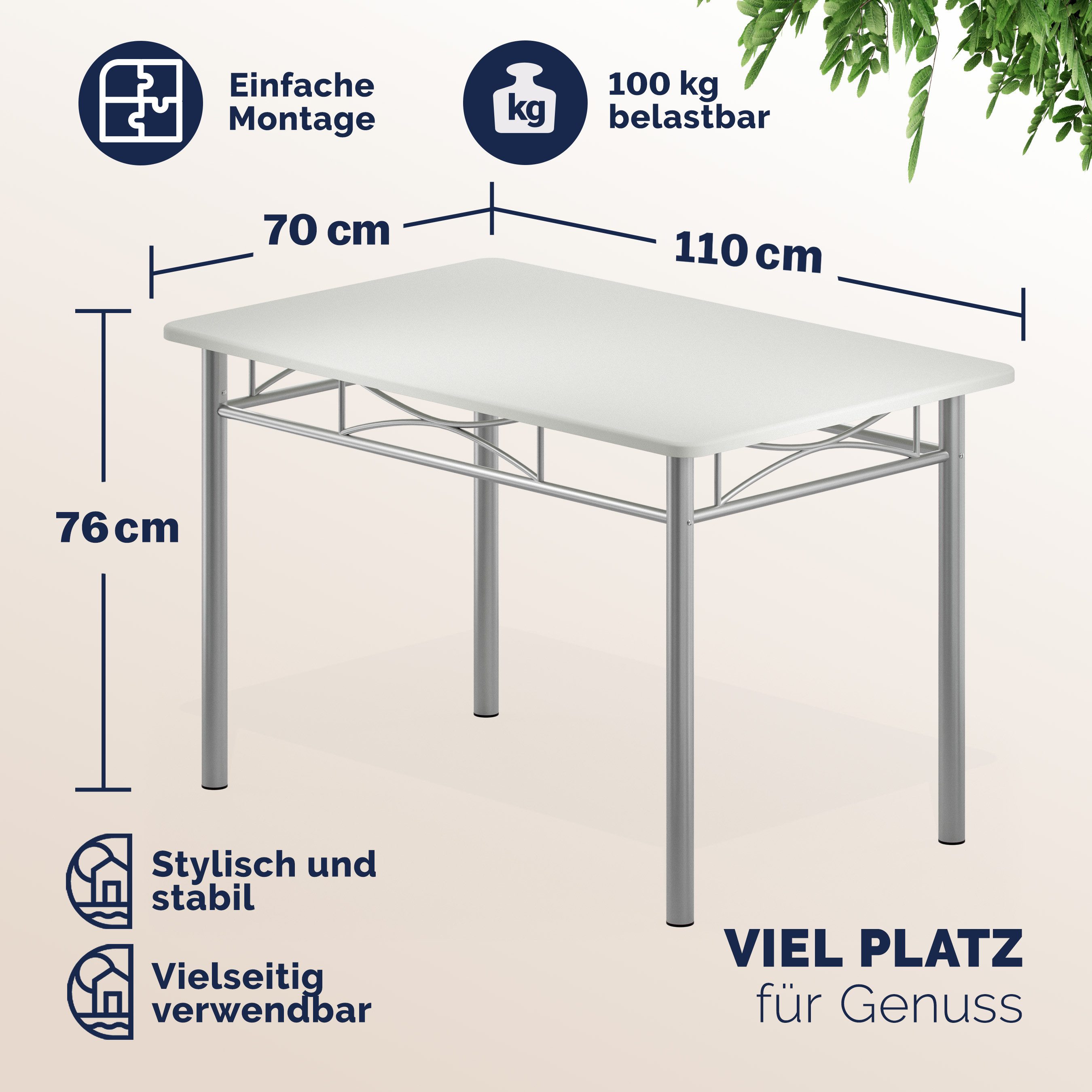 Casaria Essgruppe Paul, (5-tlg), Esstisch mit 4 Stühlen für Esszimmer Küche 5tlg. Sitzgruppe Robust
