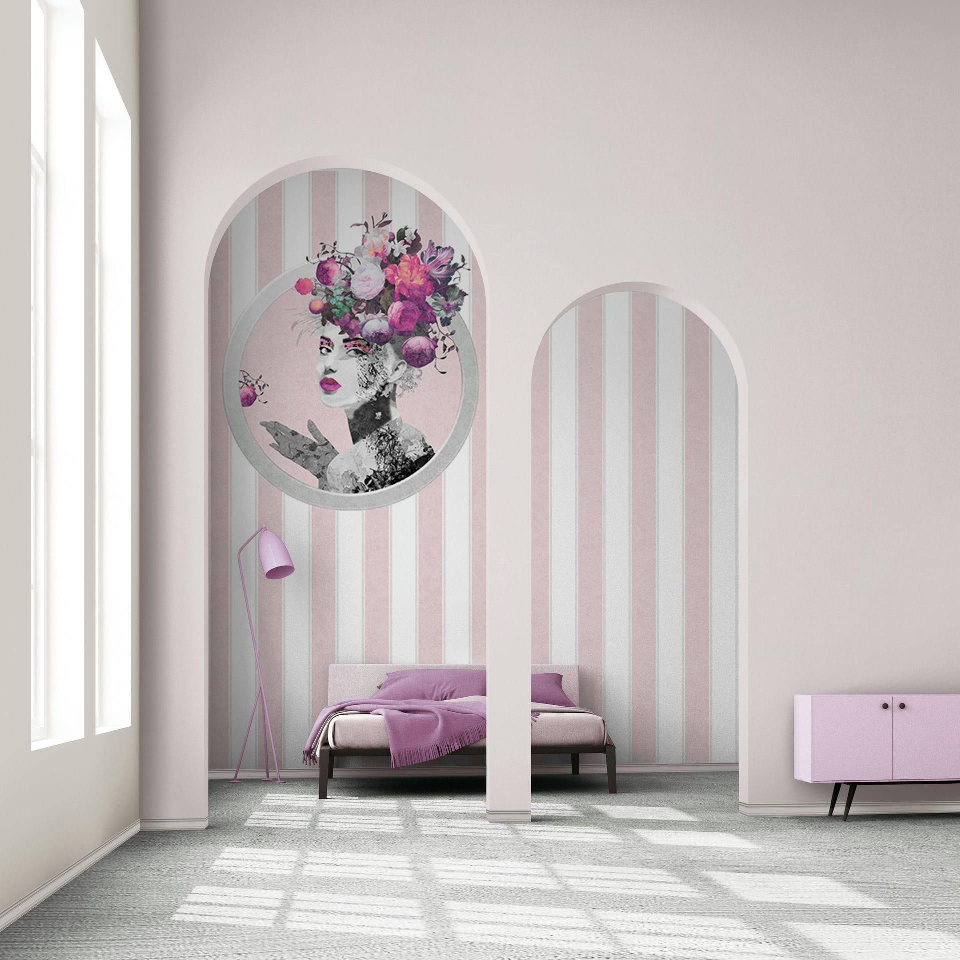 Marburg Fototapete Fjord Kron, Streifen, für Wohnzimmer Schlafzimmer Küche