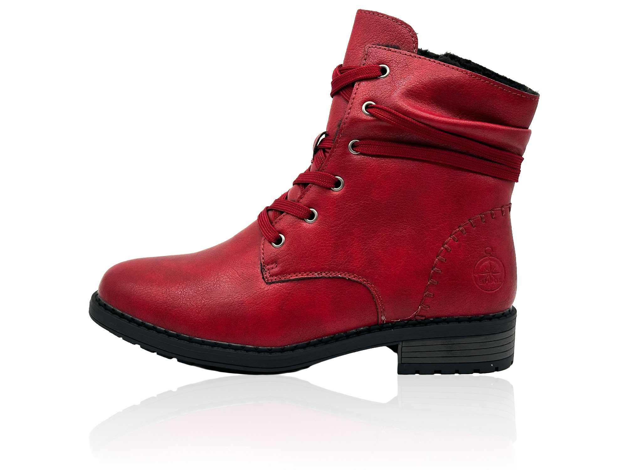 Nowaland Damen Winterstiefeletten mit Warmfutter Winterstiefelette Gefütterte Kunstleder-Stiefeletten mit seitlichem Reißverschluss