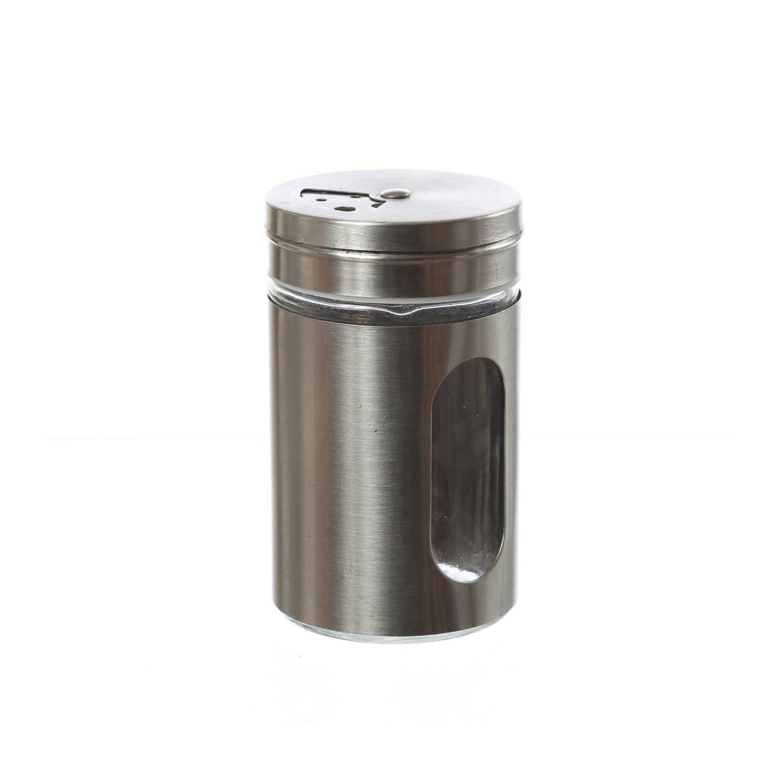 GAUMENKICK Gewürzbehälter Gewürzstreuer Edelstahl Sichtfenster 3 Streumöglichkeiten 80ml H: 8cm, Glas, (1-tlg)