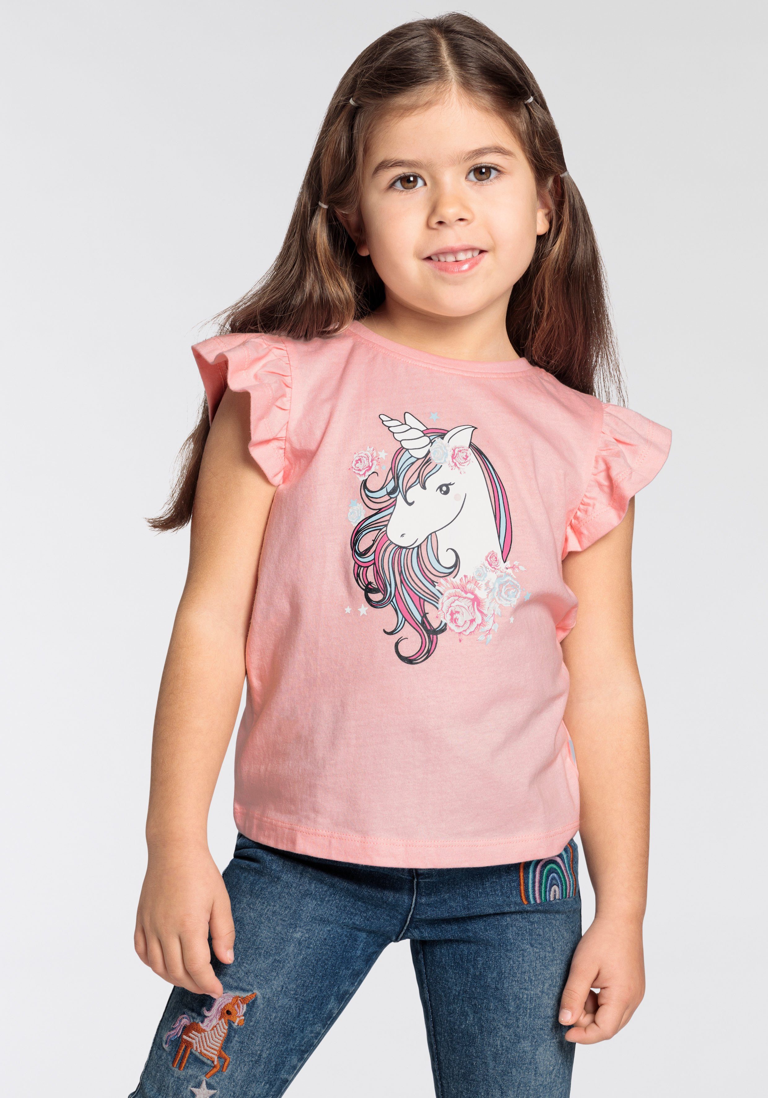 KIDSWORLD T-Shirt für kleine Mädchen, mit Einhorn Druck