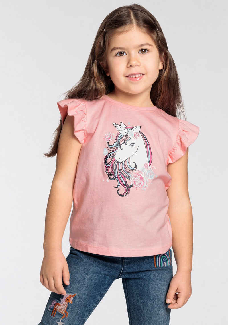 KIDSWORLD T-Shirt für kleine Mädchen, mit Einhorn Druck