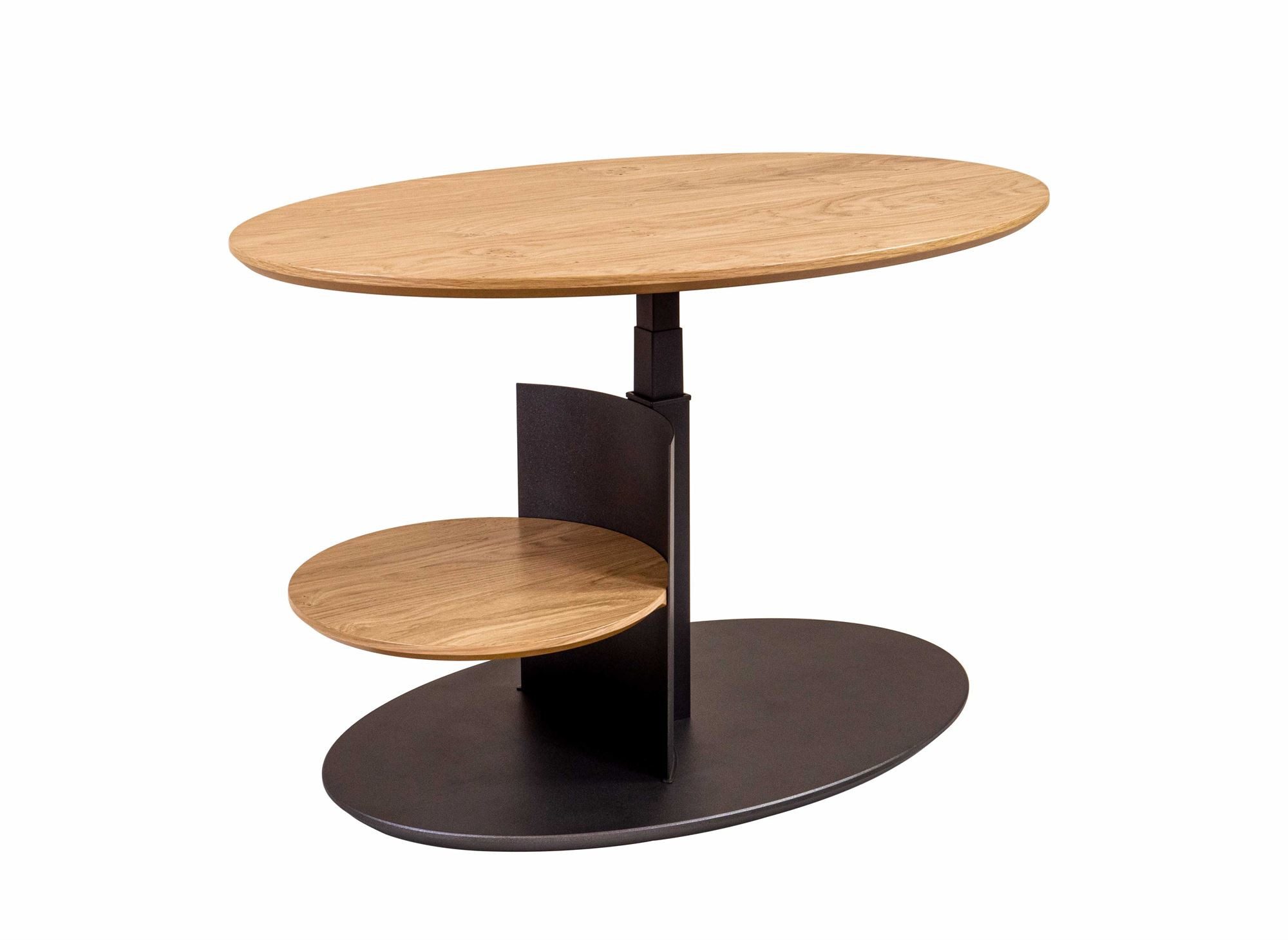 58 aufm Kessel Couchtisch Funktionstisch Collie 95x47x65 Metall+Furnier Anthrazit/Wildeiche (inkl. Lieferung bis in die Wohnung, 1-St., Lieferung bis Verwendungsstelle), stufenlos höhenverstellbar Tischplatte Massivholzfurnier auf Rollen