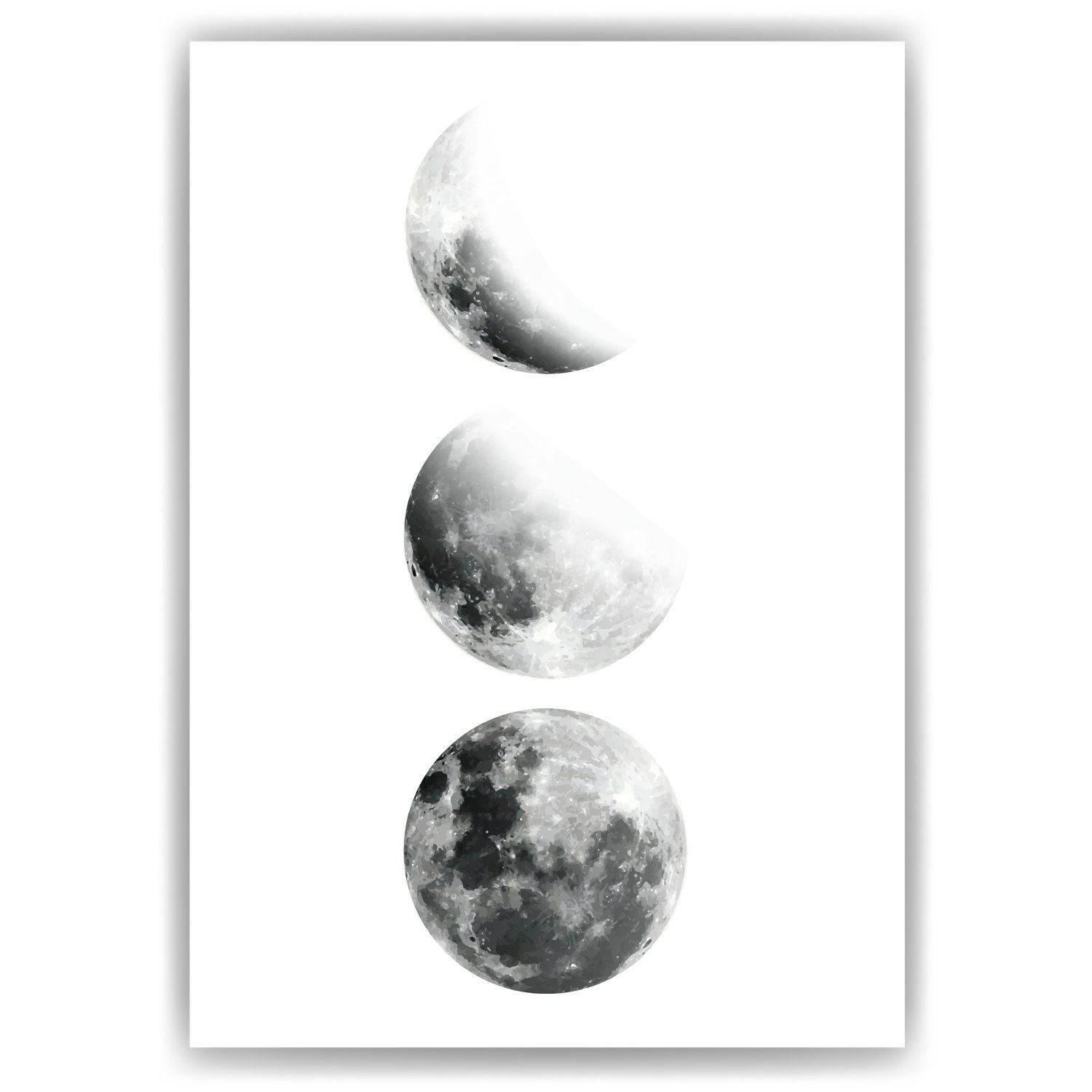 Tigerlino Poster Mondphasen Wandbild Wohnzimmer Flur Schlafzimmer Mond Wanddeko