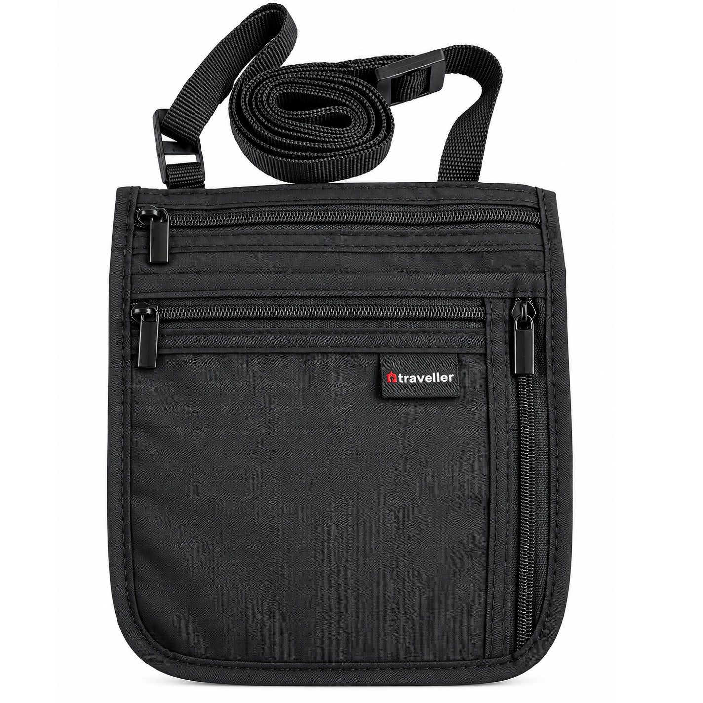 Traveller Brustbeutel Brustsafe Brusttasche Reisetasche Reisepass Geldbörse 4 Fächer, verstellbare Umhängetasche