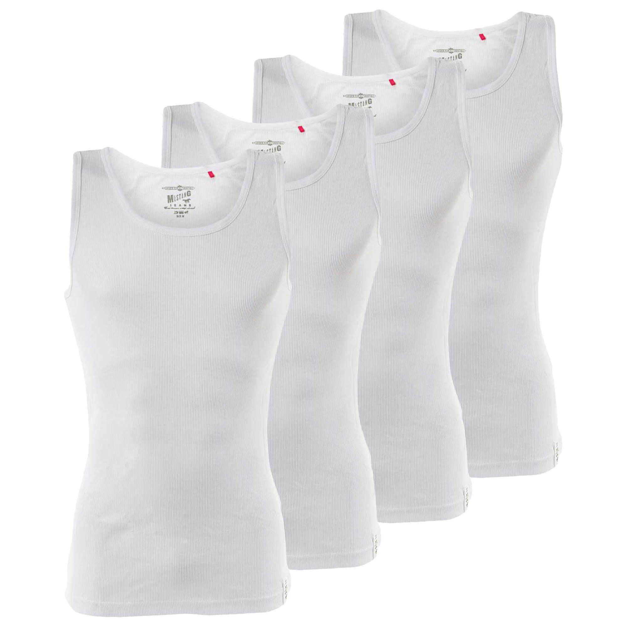 MUSTANG Unterhemd Herren Unterhemd 4er Pack Baumwolle (Packung, 4er Pack)
