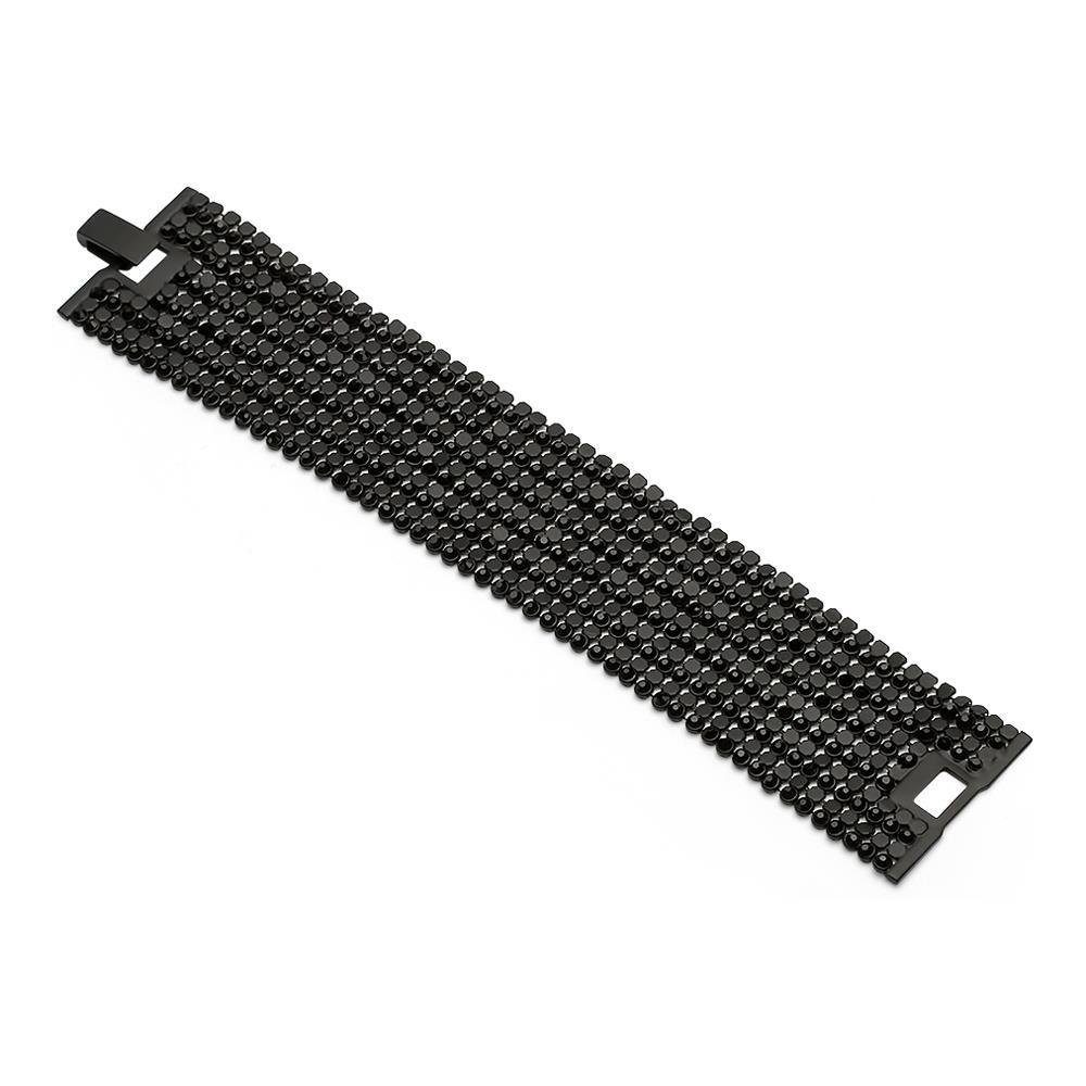 Unique Armband Schwarz Mit Strass-Steine im Mesh Stil MOA0002