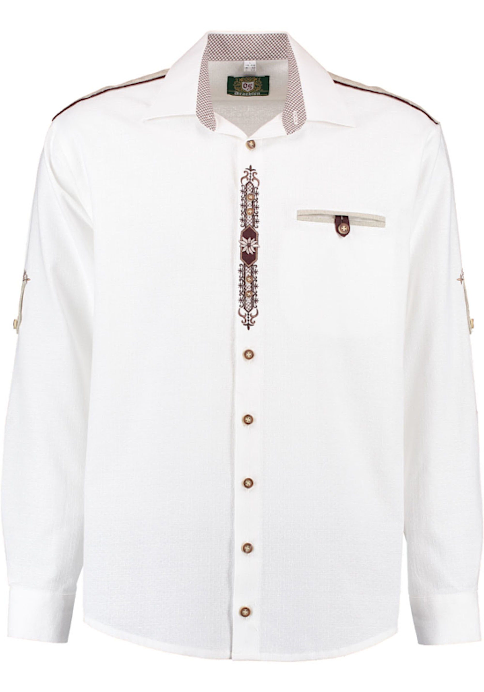 OS Trachten Trachtenhemd TH-0214 Stickerei Krempelarm Kentkragen, Regular F günstig online kaufen