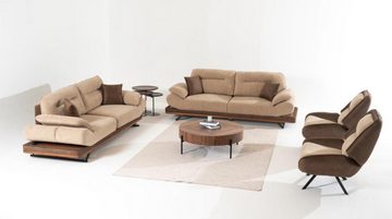 JVmoebel 3-Sitzer Beige Wohnzimmer 2x 3-Sitzer Sofas Polster Couchen Sitzmöbel, 2x 3-Sitzer Sofas 2 Teile, Made in Europa