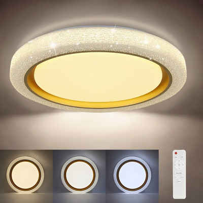 ZMH LED Deckenleuchte Modern Kristall Lampe mit Fernbedienung für Schlafzimmer, Dimmbar, LED fest integriert, Tageslichtweiß, ∅40cm