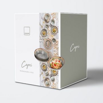 SÄNGER Pastateller Capri Grau Pastaschalen Set, (4 St), Krakellee-Effekt, Handmade