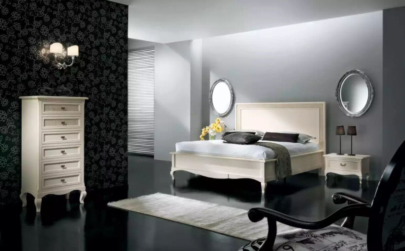 Nur 3 Schlafzimmer-Set + Set Made 2x (3-St., JVmoebel 2x Möbel Nachttische Italy tlg. Luxus, Bett Schlafzimmer Bett in Nachttische), Modern
