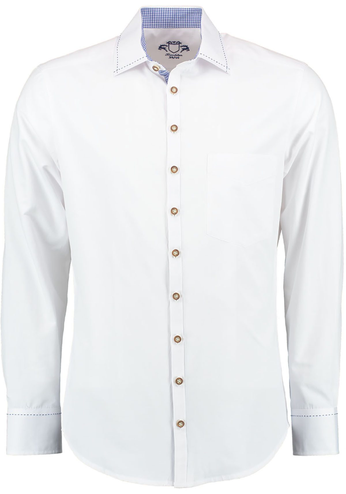 Moschen-Bayern Trachtenhemd Trachtenhemd SLIM FIT Herren Wiesn-Hemd Herrenhemd Langarm Weiß-Blau
