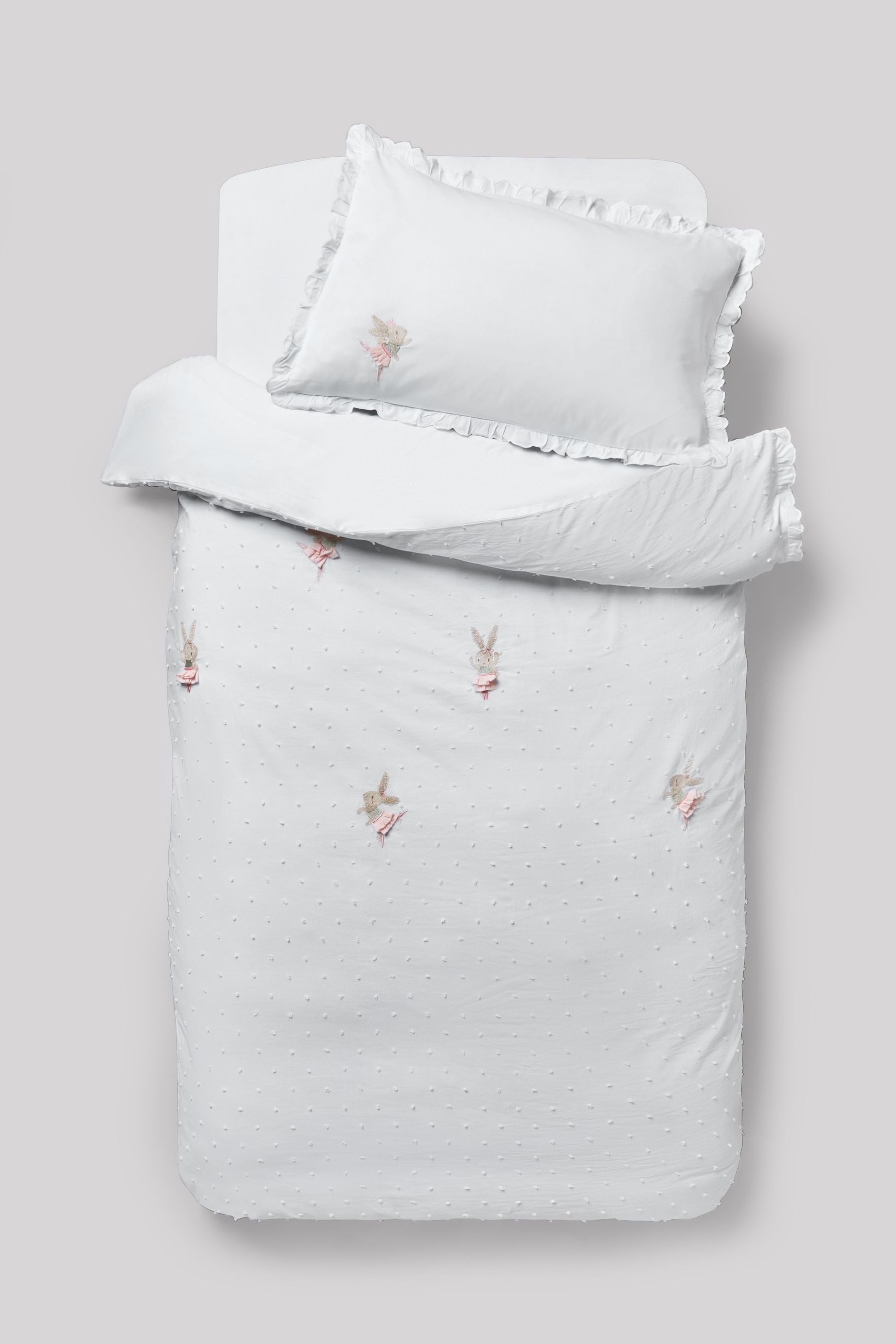 Bett-Set Bettgarnitur mit aufgestickten Häschen-Ballerinas