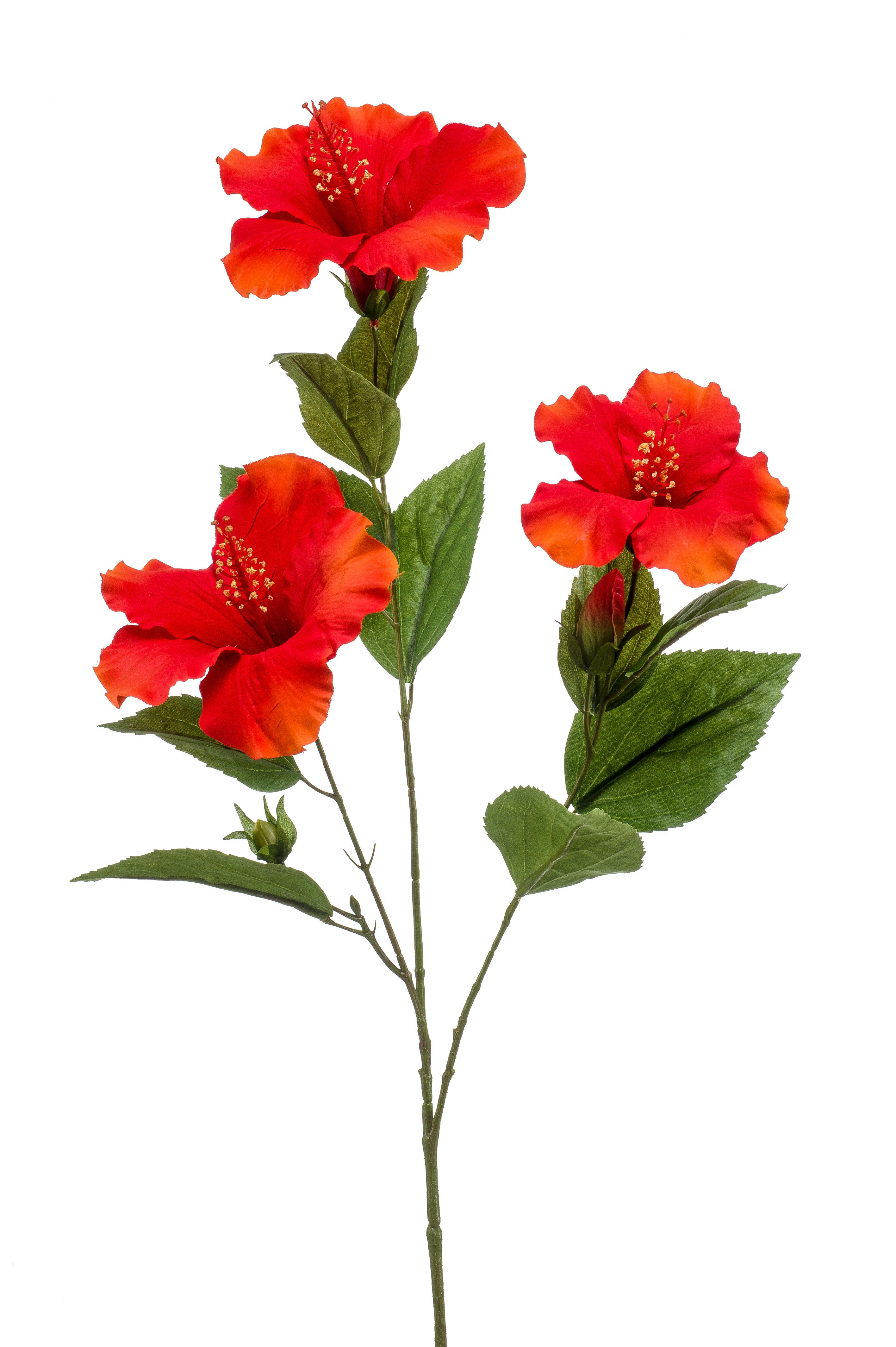 Kunstblume Kunstblume Hibiskus, Emerald, Höhe 82 cm, Farbe: Rot