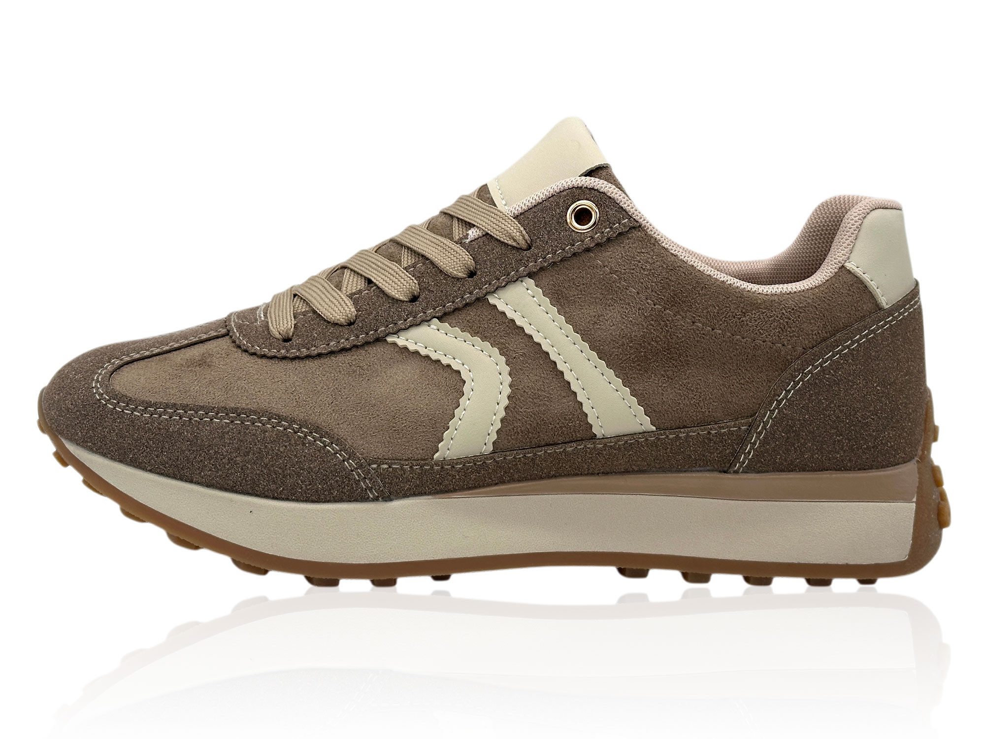 Nowaland Damen Sneaker Plateau-Sneaker mit Kontraststreifen und Profilsohle Sneaker Retro-Design mit Kontraststreifen und komfortabler Plateausohle