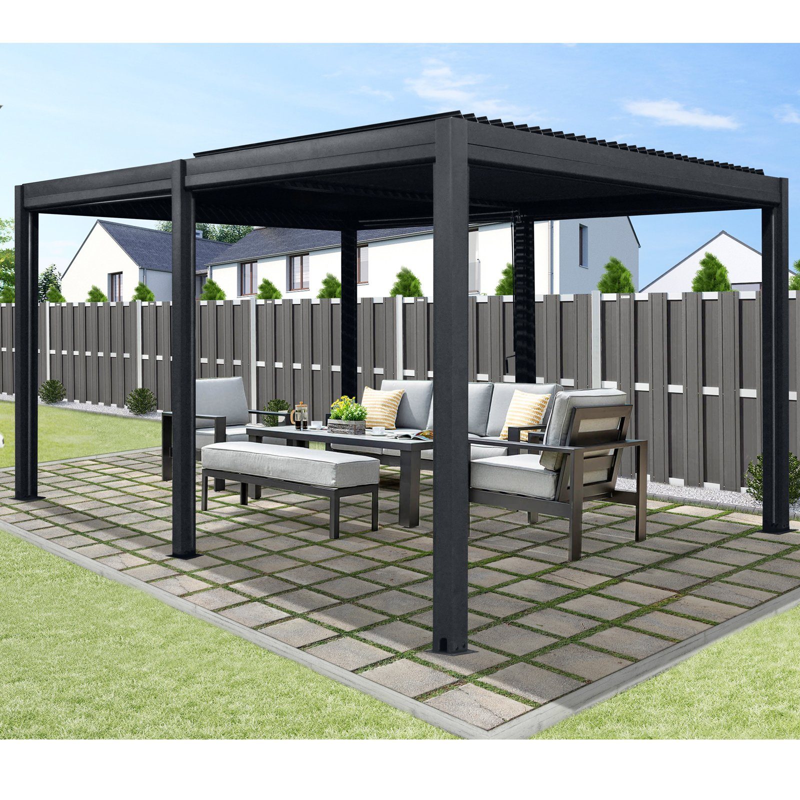 osoltus Terrassendach osoltus Bioclimatic Lamellen-Pavillon Pergola Lamellendach 4 x 3 m