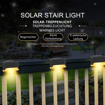 LETGOSPT LED Solarleuchte Solarleuchten für außen Treppenlicht Zaunleuchte, LED fest integriert, warmweißes, IP65 Wasserdicht LED-Beleuchtung Gartenleuchte