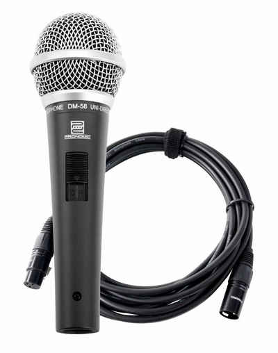 Pronomic Mikrofon DM-58 Dynamisches Gesangs Mikrofon mit Schalter (inkl. 5m XLR Kabel, 2-tlg), Richtcharakteristik: Superniere