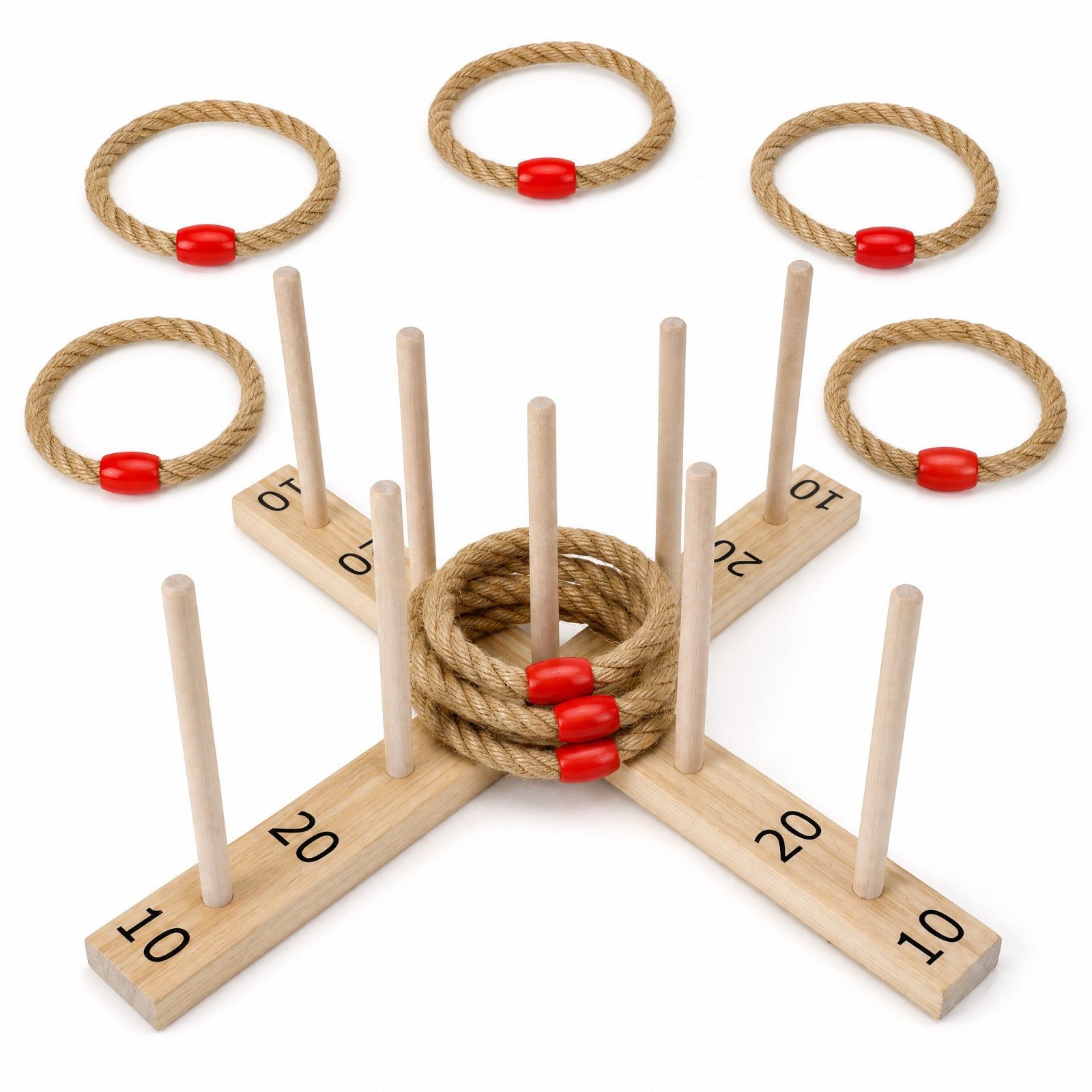 KOMFOTTEU Spiel Ringwurfspiel Kinder Outdoor, aus Holz, Natur