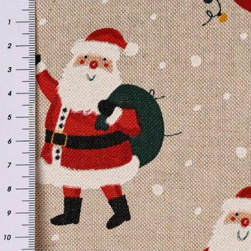 SCHÖNER LEBEN. Tischläufer SCHÖNER LEBEN. Tischläufer Weihnachtsmann Santa Claus natur rot, handmade