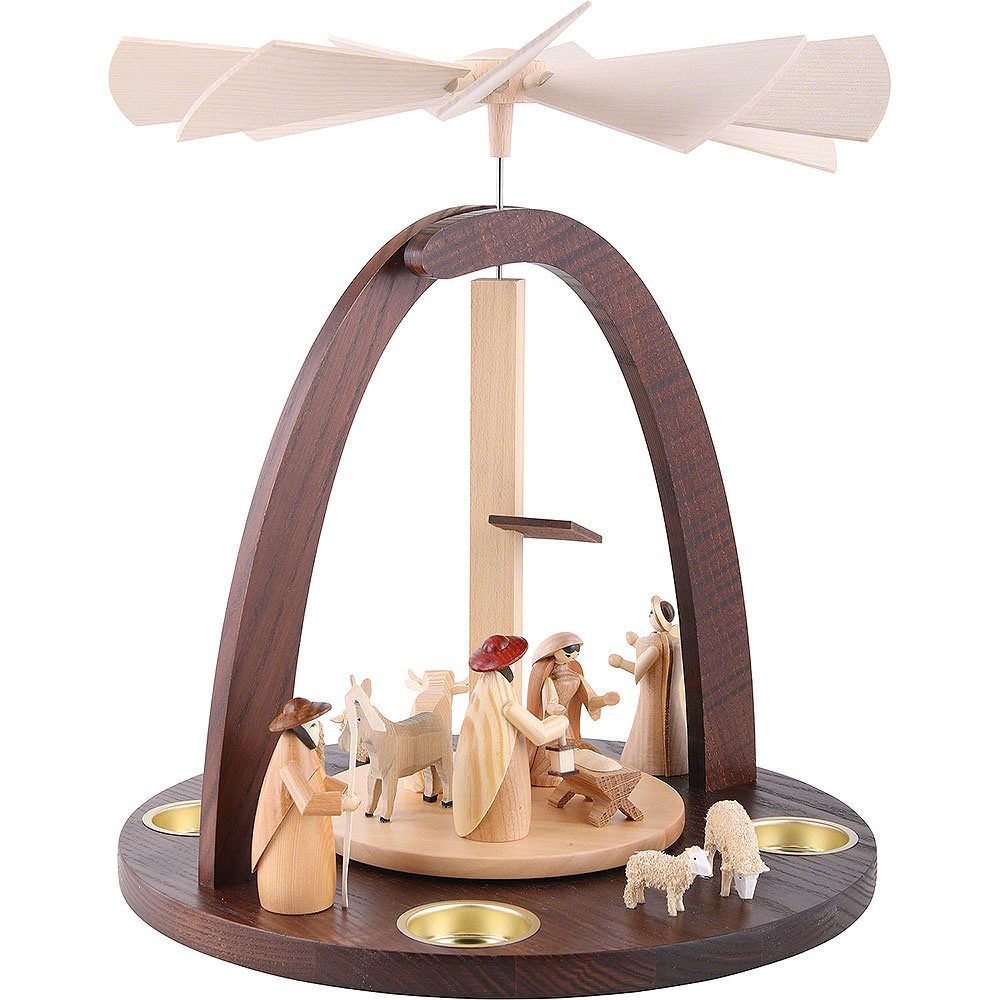Seiffener Kunsthandwerk Theo Lorenz Weihnachtspyramide 1-stöckige Pyramide mit Krippenfiguren 33cm von Theo Lorenz Kunsthandw