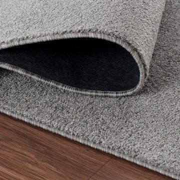 Teppich Unicolor - Einfarbig, Teppium, Rechteckig, Höhe: 11 mm, Einfarbig Kurzflor Teppich Wohnzimmer Hellgrau Modern Rücken aus Filz