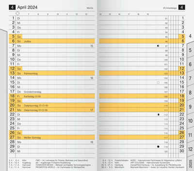 RIDO Taschenkalender rido Kalender 2024 Ersatzkalender M-planer 70-46820004, Kalendarium mit Monatsregisterschnitt