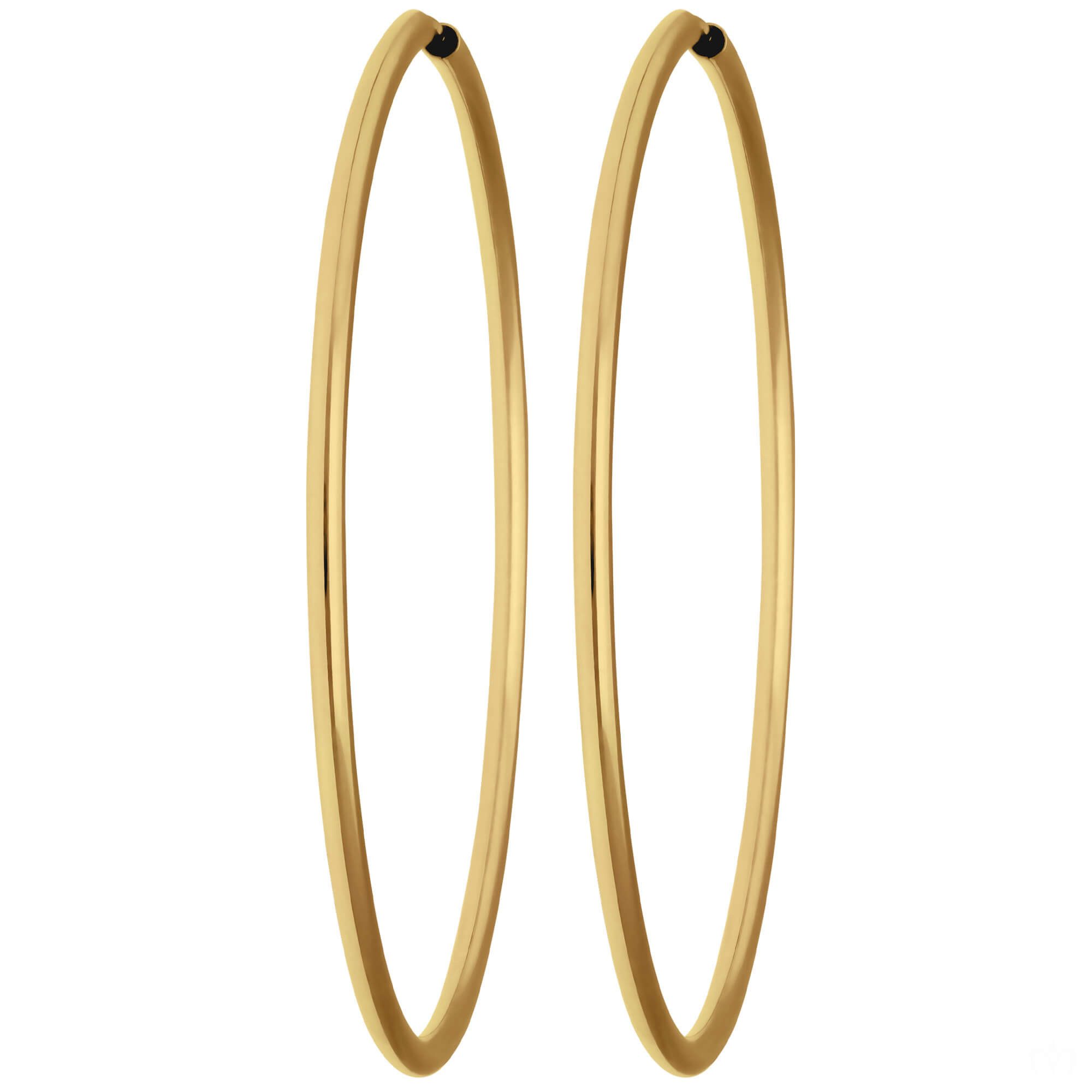 Schmuck Krone Paar Creolen Paar Ohrringe Creolen rund schlicht aus 333 Gelbgold 48x2mm, Gold 333 – Bild 3 von 3